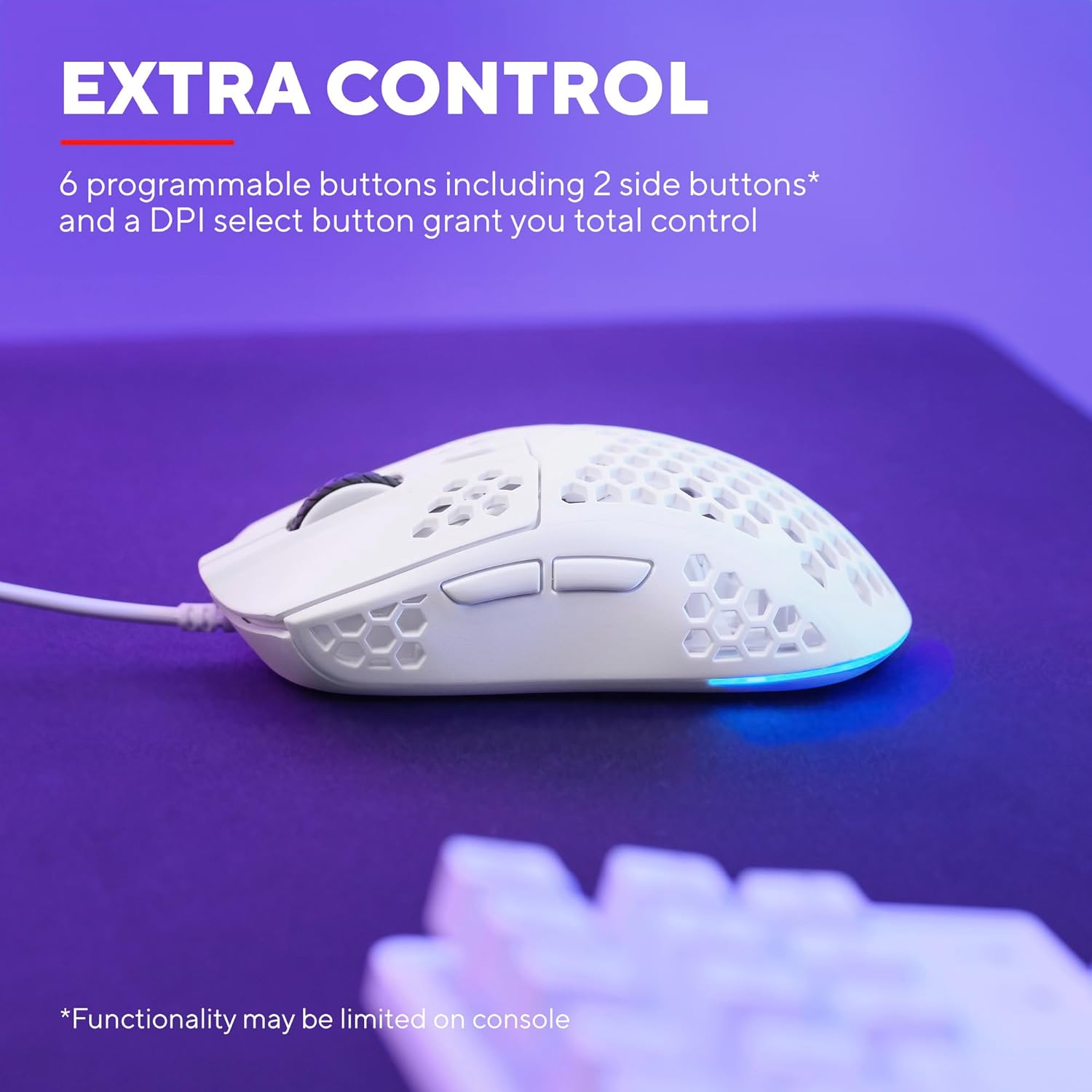 Trust Gaming GXT 928W Helox White Ultra-Lightweight 65g Wired Gaming Mouse with RGB Lighting 4