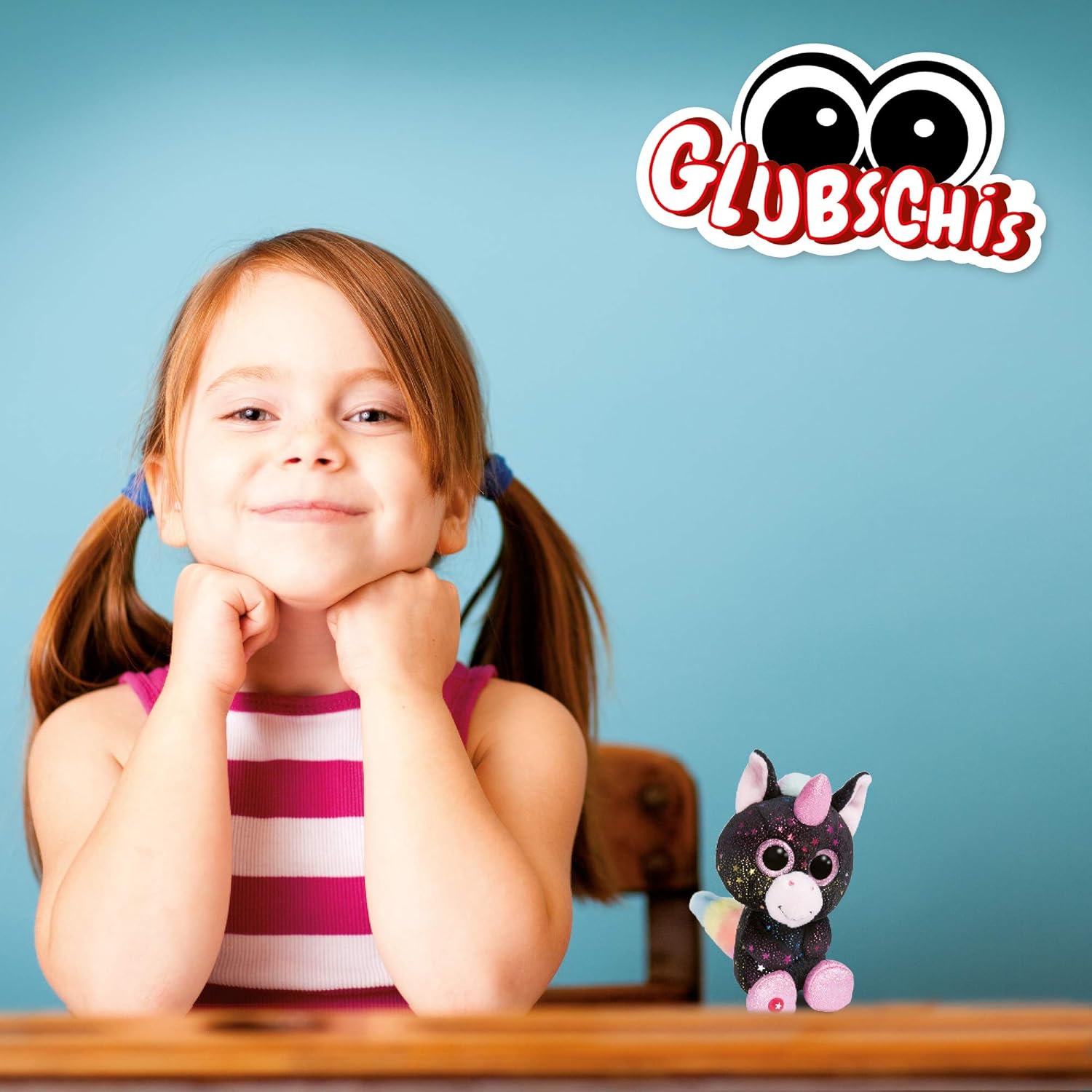 NICI 46316 Cuddy Soft Toy Glubschis Unicorn Vita-Mi 15cm, Black/Multi-Coloured P