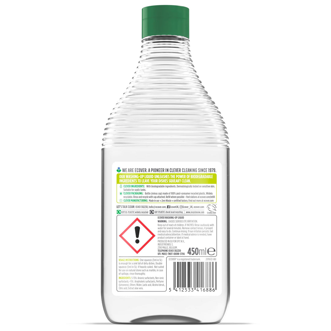 Ecover Washing Up Liquid - Tough on Grease, Fresh Scent, Plant-Based Formula