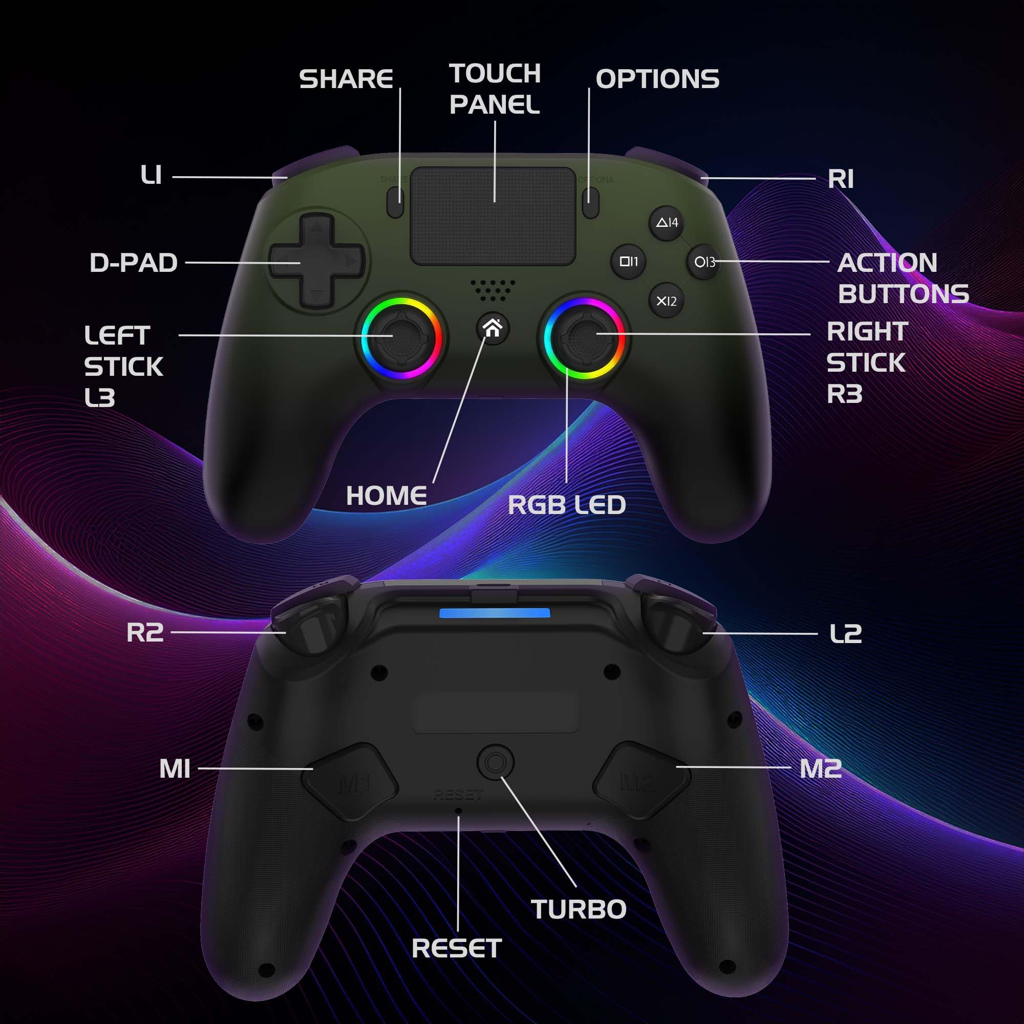 Subsonic – Wireless PS5 Controller with Programmable Paddles, RGB LEDs & Turbo Function 15