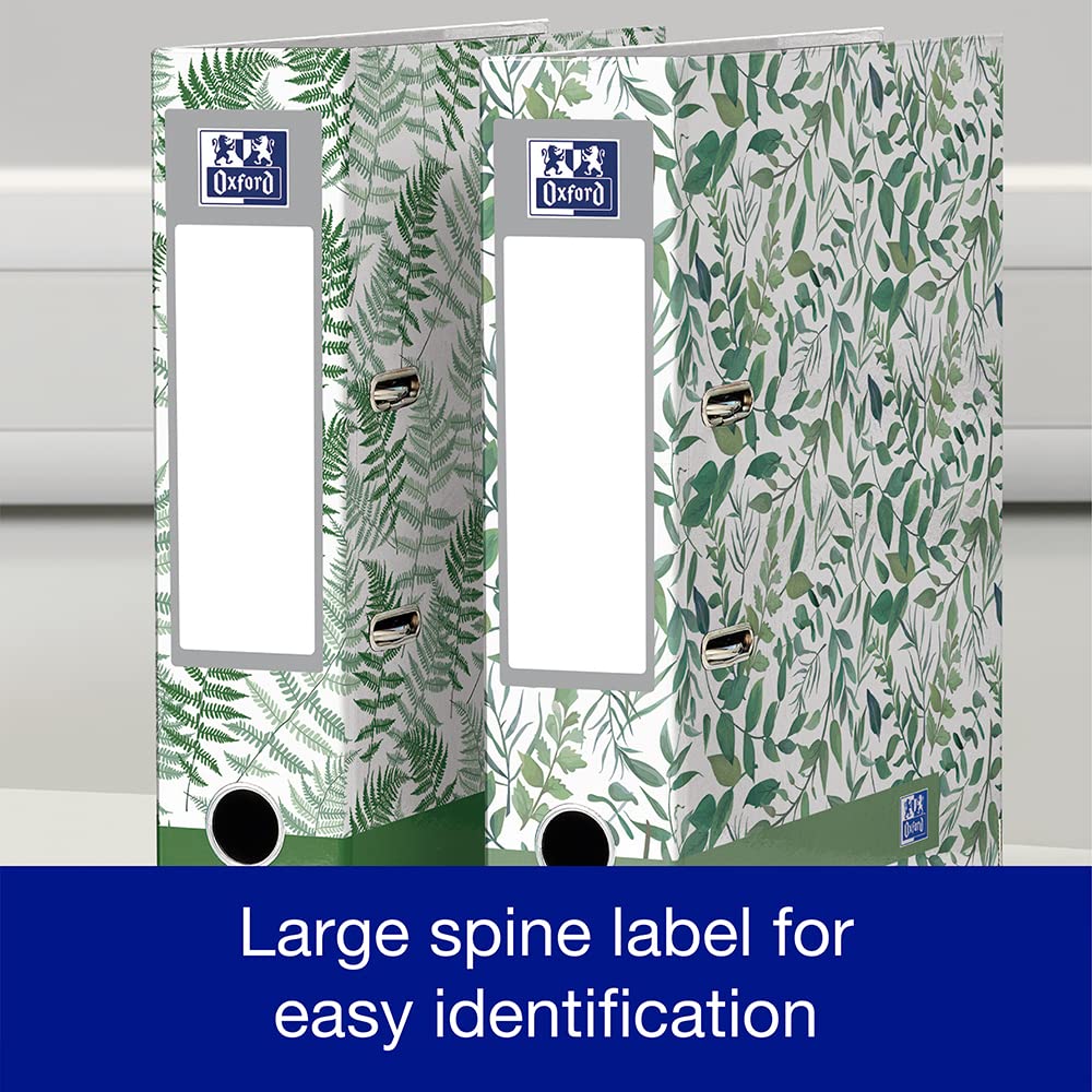 Oxford Lever Arch File - Leaves Design A4, 70mm Spine, High Capacity | Pack of 2 5