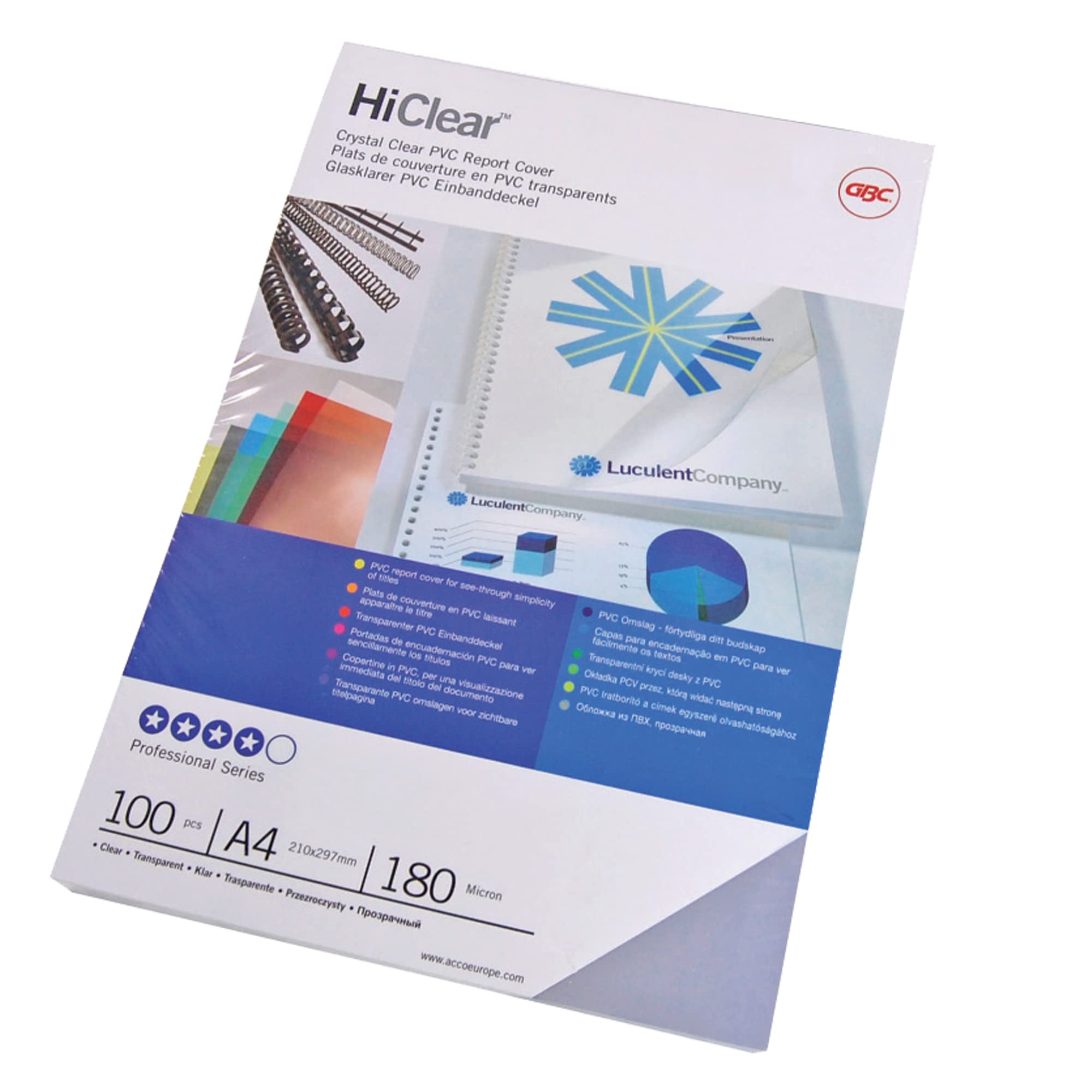 GBC HiClear Binding Covers - A4 Clear 200 Micron for Wire/Comb Binding | Pack of 100