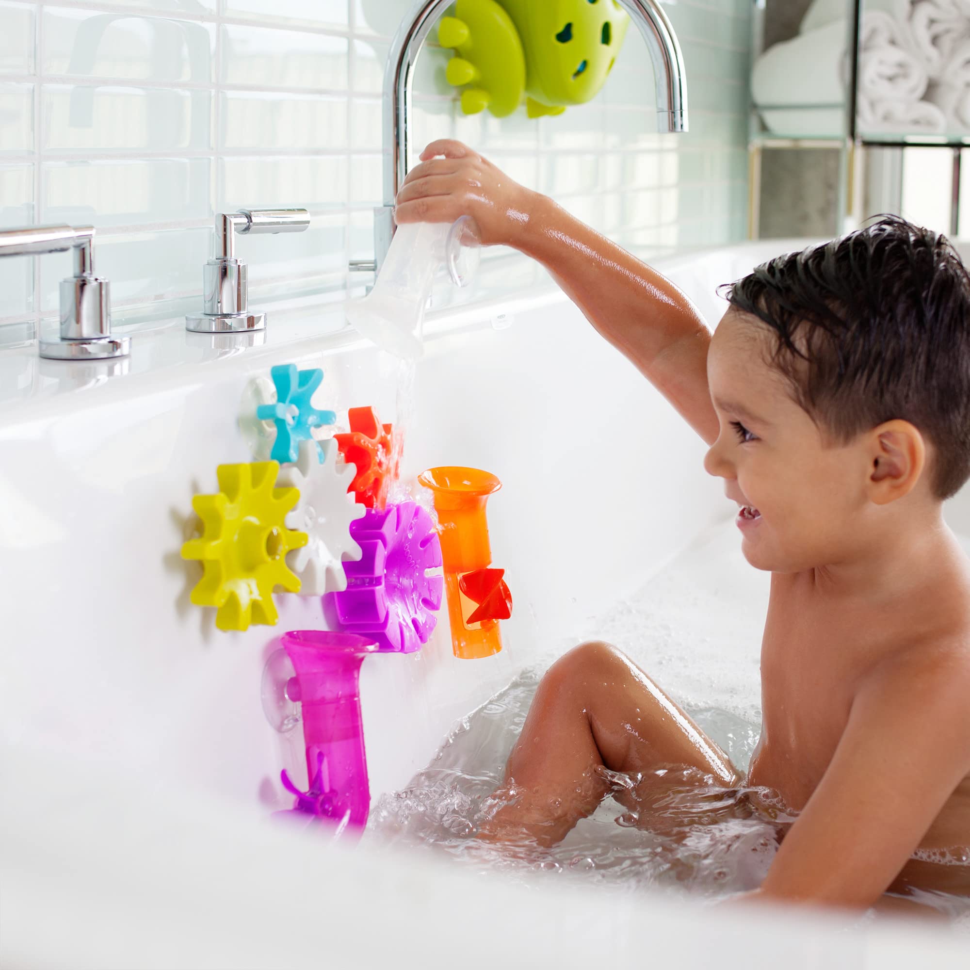 BOON PIPES Building Bath Toy Set - 5 Multicoloured Water Pipes for Toddlers 9m+ 3