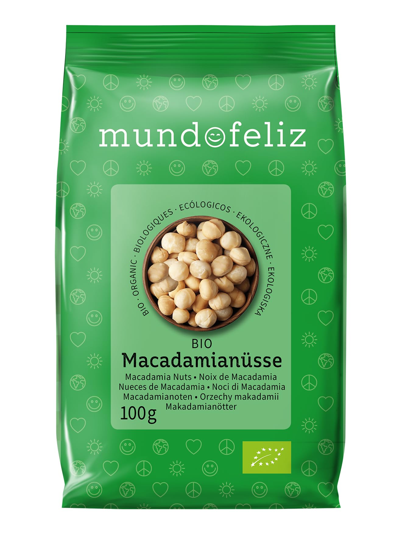 Mundo Feliz Organic Raw Macadamia Nuts - 5 x 100g Pack | Unsalted | Vegan