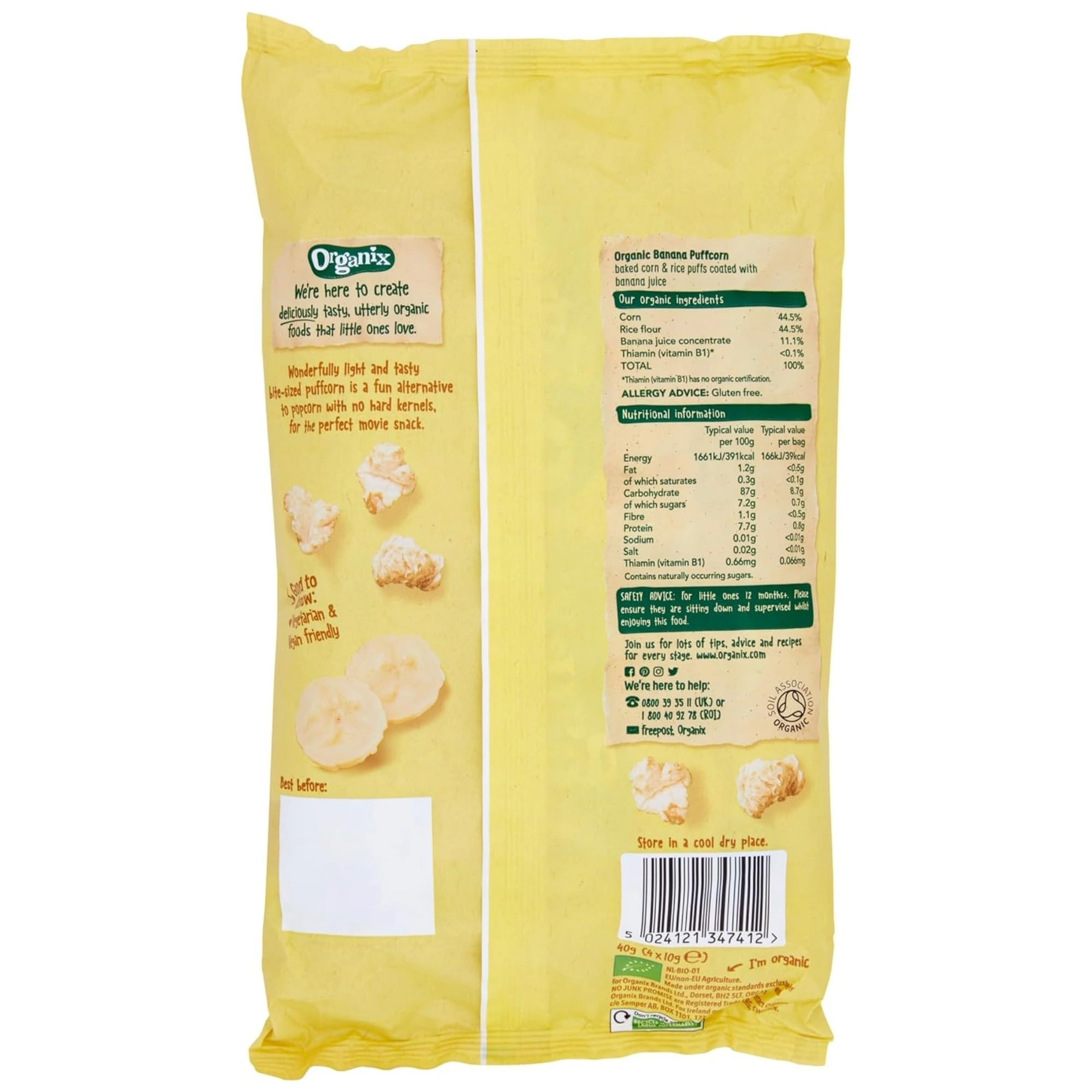 Organix Banana Puffcorn Bio-Fingerfood Kleinkind-Snack ab 12 Monaten 4