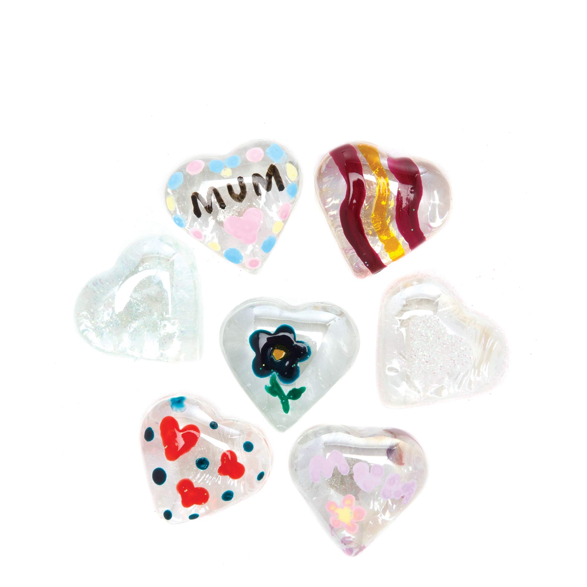 Baker Ross Heart Glass Painting Stones - Pack of 30 for Valentine's & Mother's Day Crafts | Approx. 25mm 5