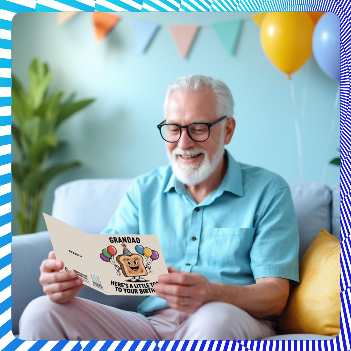 Stuff4 Grandad Birthday Card - A Little Toast To You | 145mm x 145mm | Blank Inside 7