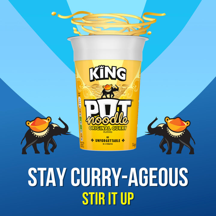Pot Noodle King Size Original Curry Instant Vegetarian Noodle Snack 114g