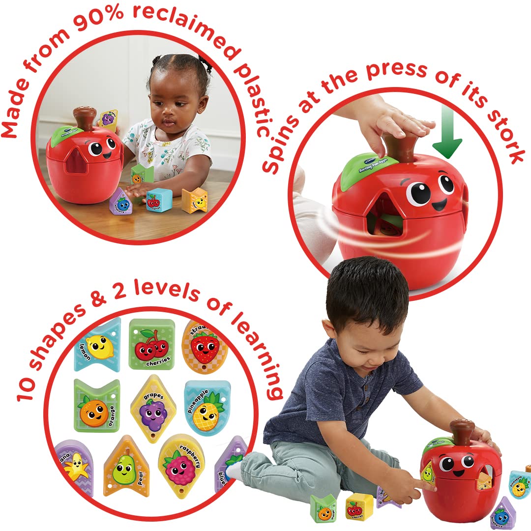 VTech Sorting Fun Apple Shape Sorter - Educational Toy for Ages 1-3 | 10 Shapes