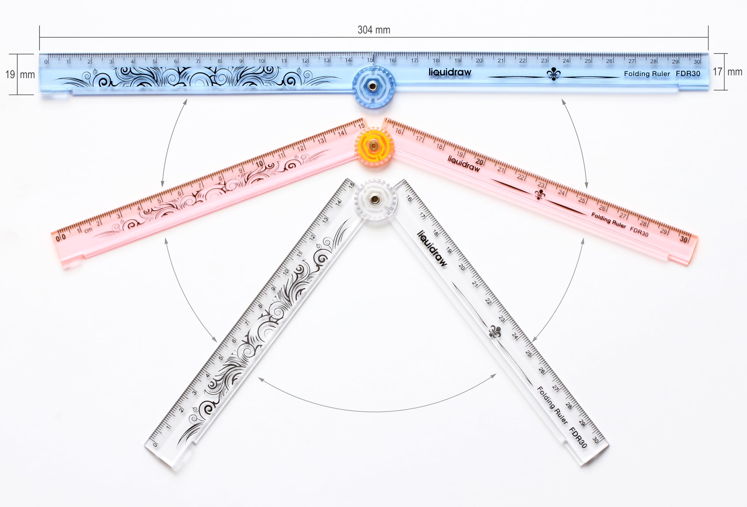 Liquidraw Folding Ruler - 30cm Graduated, Clear Plastic, Foldable to 15cm | Model FDR30 4