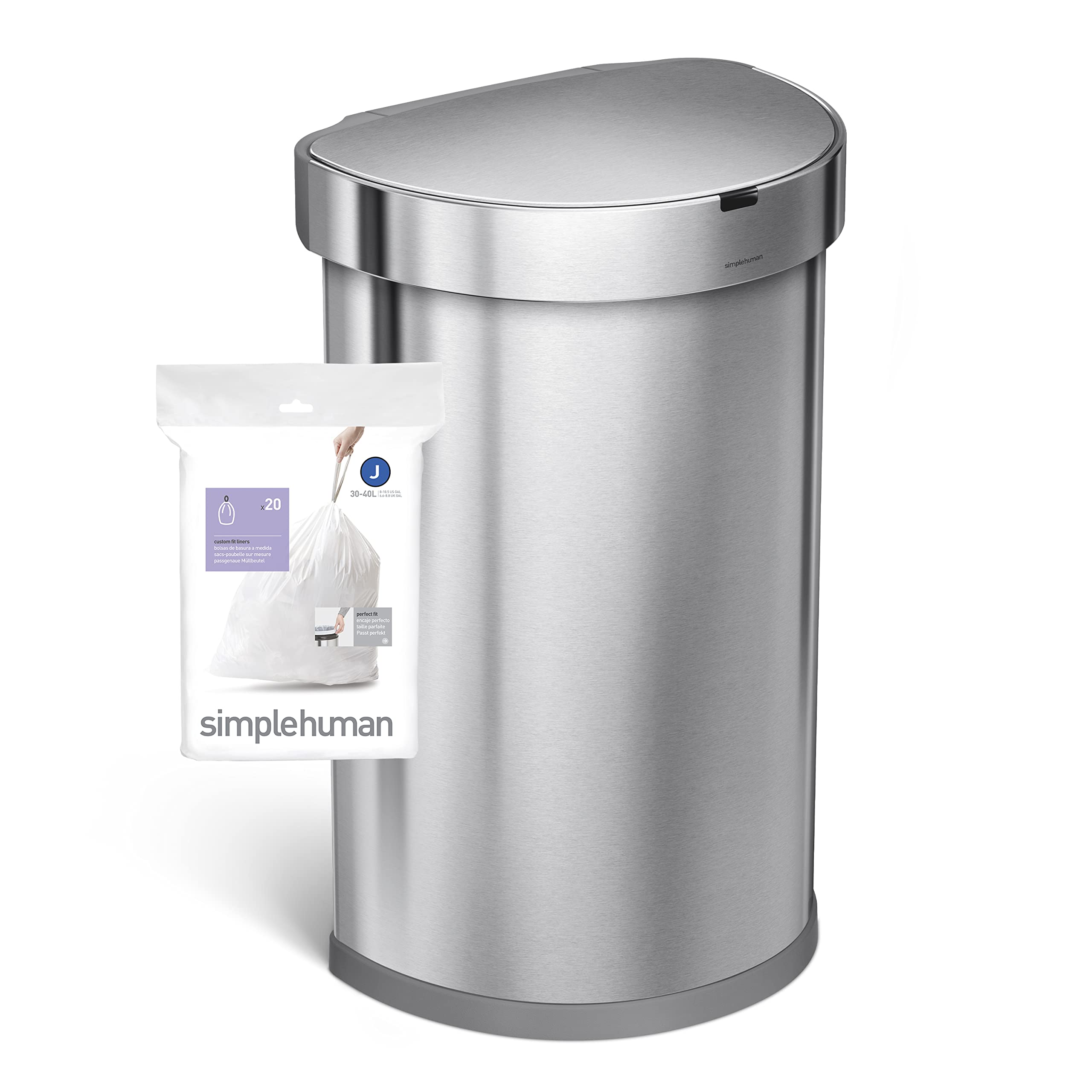 simplehuman CW0259 Code J Custom Fit Bin Liner - 60 Count Bulk Pack, White Plastic, 45 Litre 5