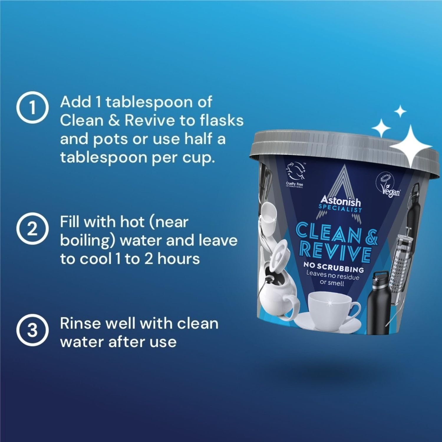 Astonish Specialist Clean & Revive Stain Remover Powder for Ingrained Tea Stains | 350g Unscented 4