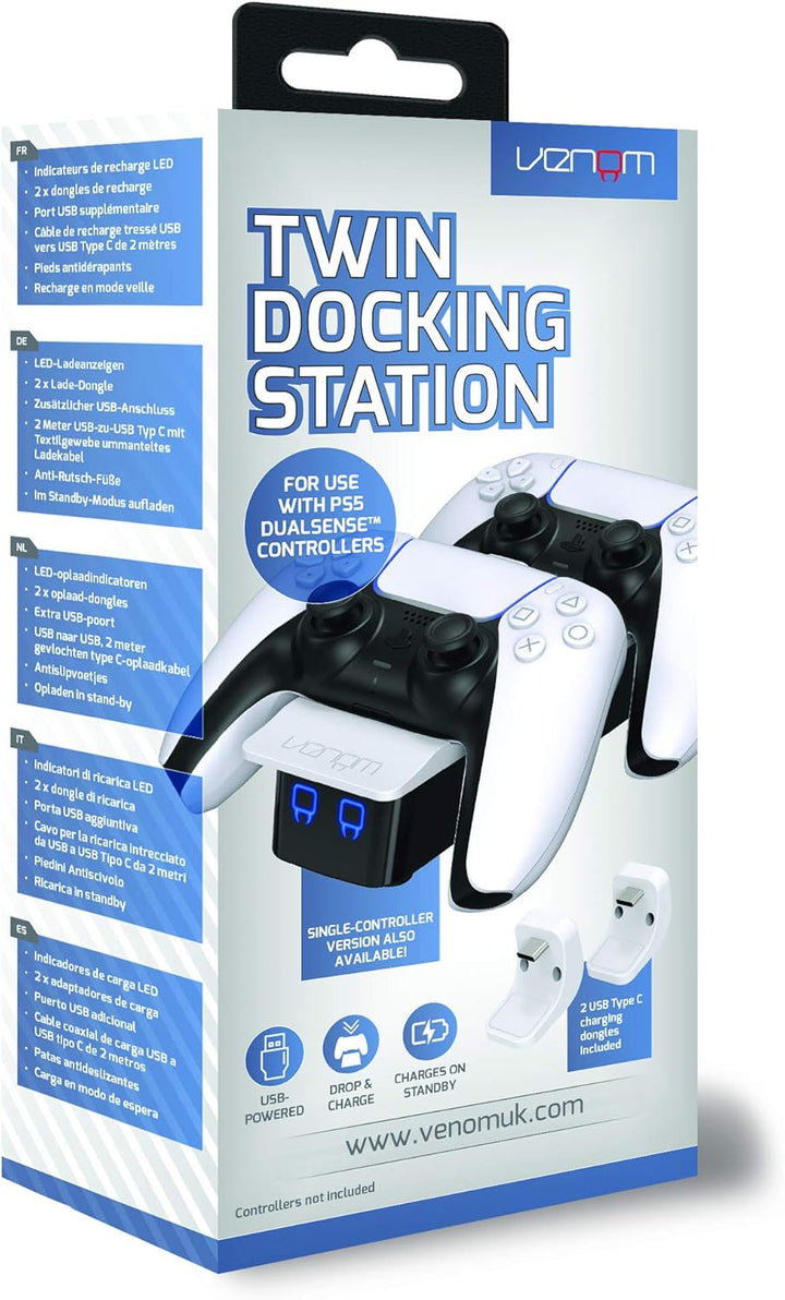 Venom PS5 DualSense Twin Charging Dock Station - White