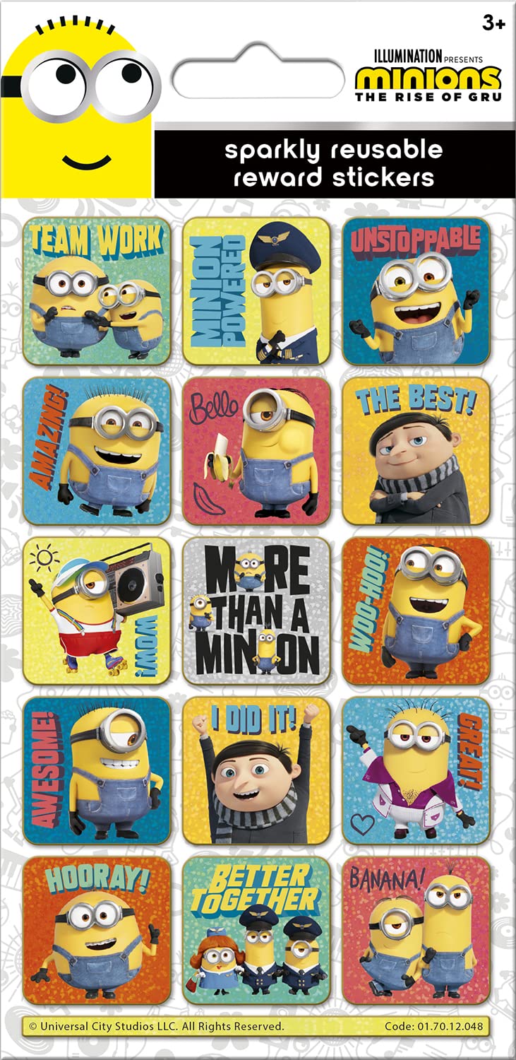Minions: The Rise of Gru Sparkly Foil Reward Stickers - Reusable & Acid-Free for Kids 3+ 1