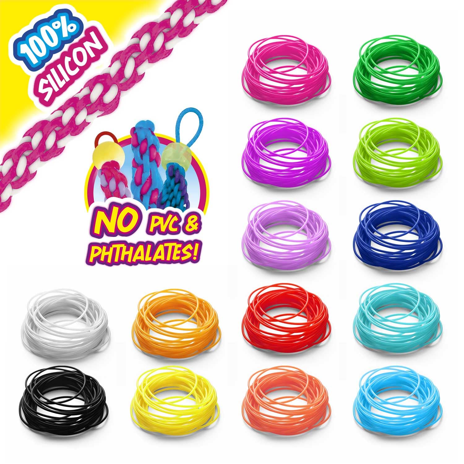 CRAZE SCOUBIDOUS - Bag XXL Jewellery Making Kit | 14 Silicone Strings | 21m Crafting Fun 3