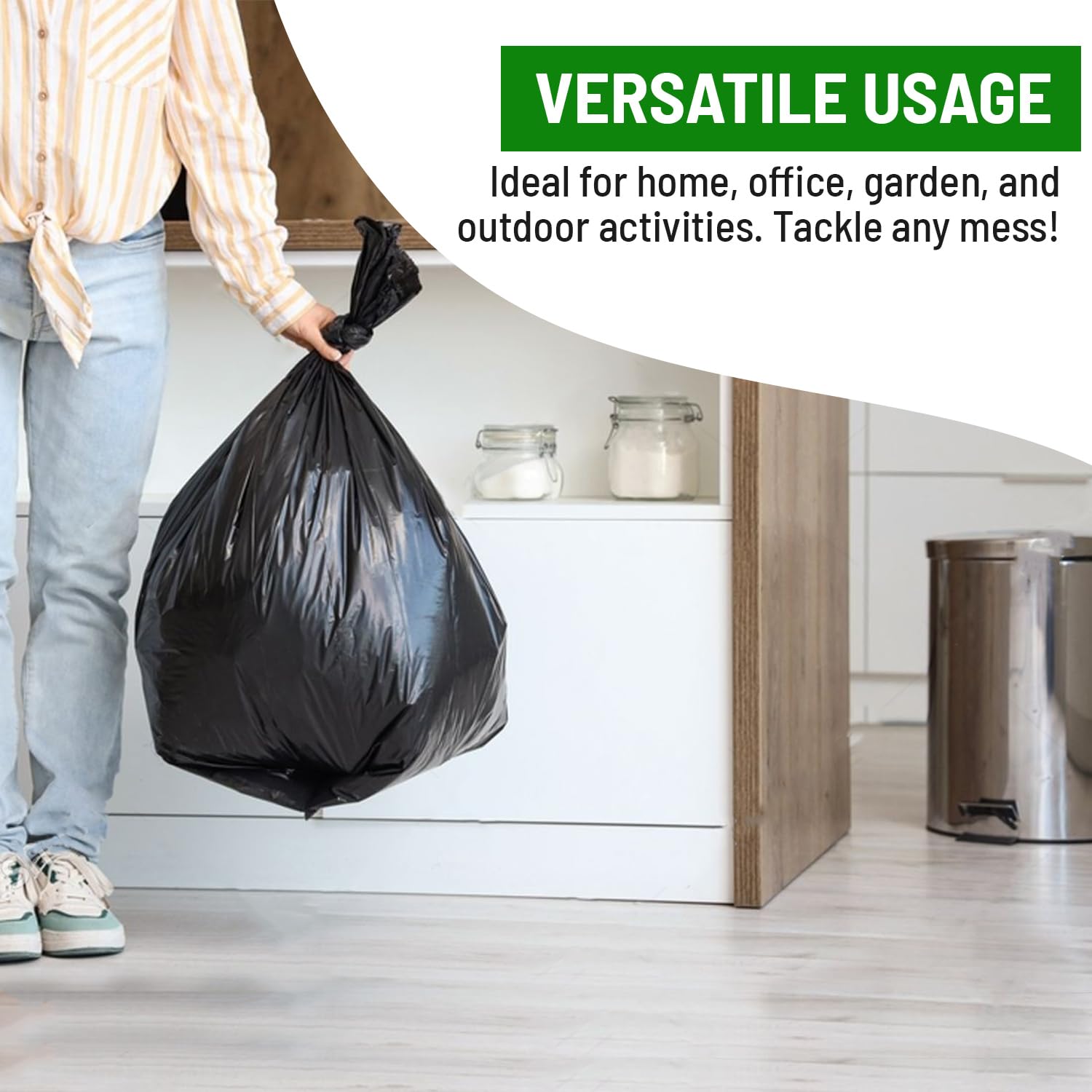 Delka Heavy Duty Black Bin Bags – 30 Micron Extra Strong Leak-Proof 75L Capacity – 50 Pack 10