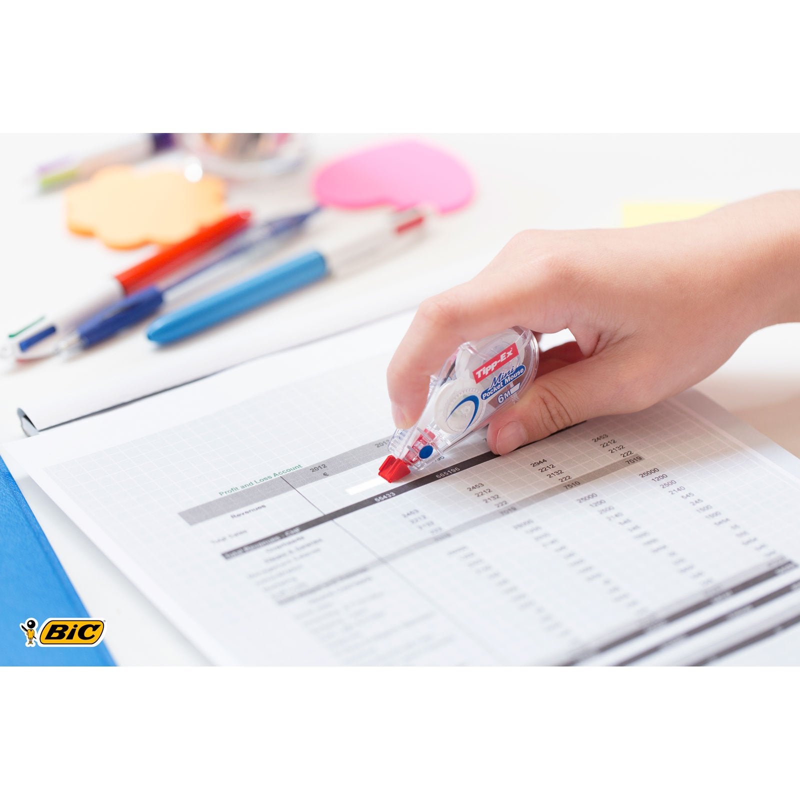 BIC Stationery Bundle: 10 Cristal Pens, 5 Highlighters, 2 Tipp-Ex Mini Pocket Mouse Correctors 4