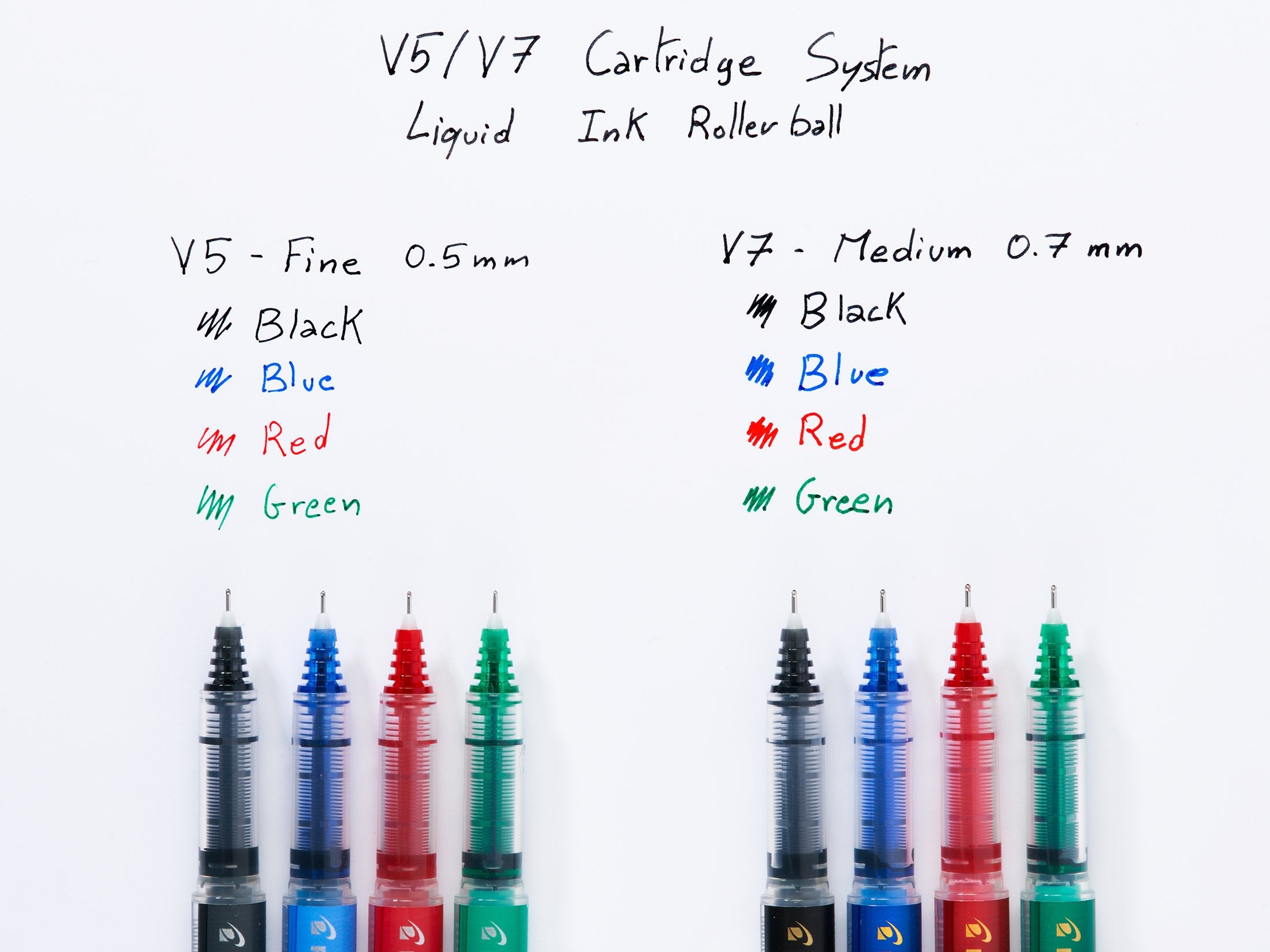 PILOT V7 Cartridge System Liquid Ink Rollerball Pen - 0.7mm Tip, Black Ink | 4 Piece Set 7