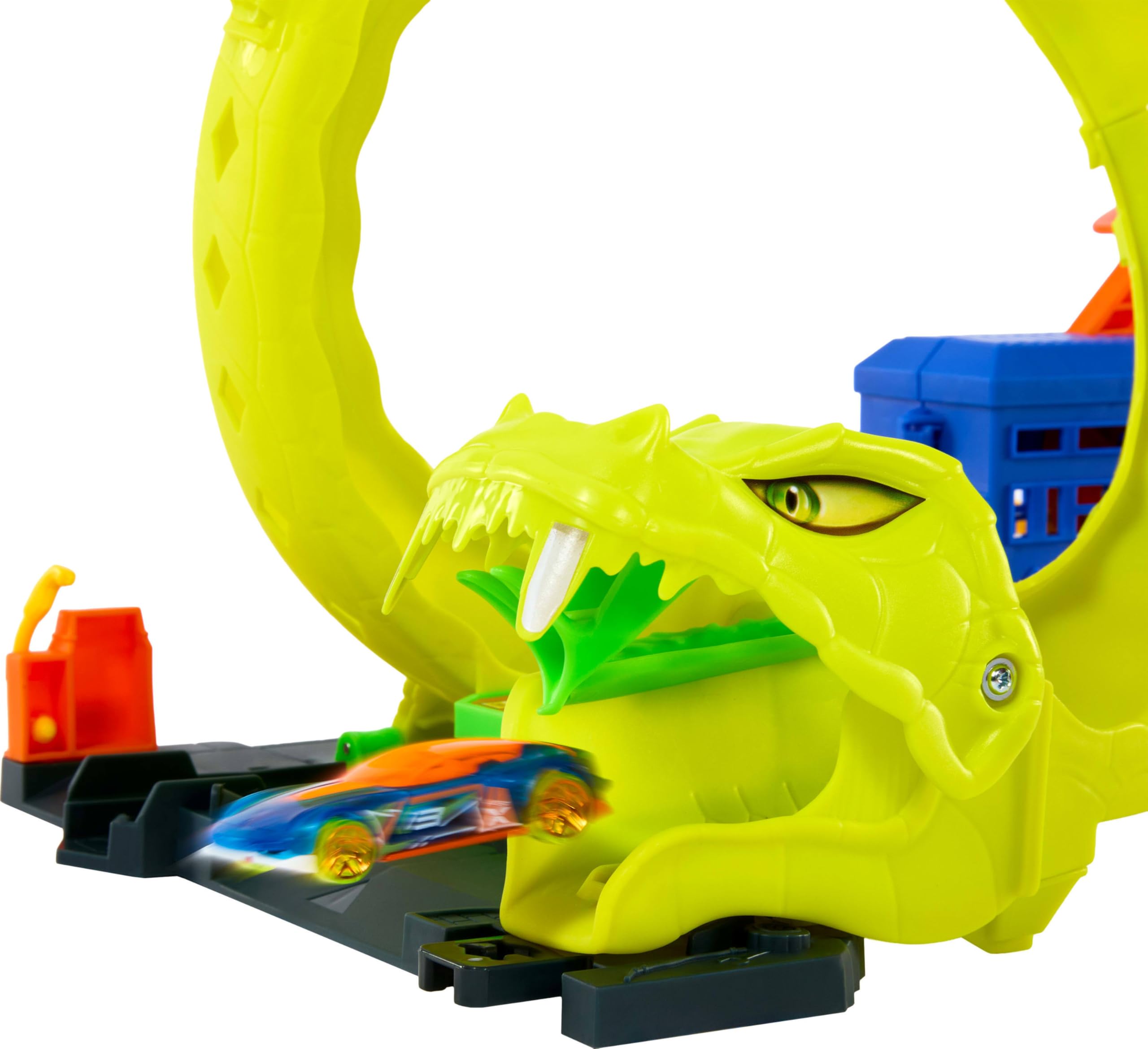 Hot Wheels Snake Spiral Attack Playset - Slithering Snake Race Track with 1:64 Scale Car 11
