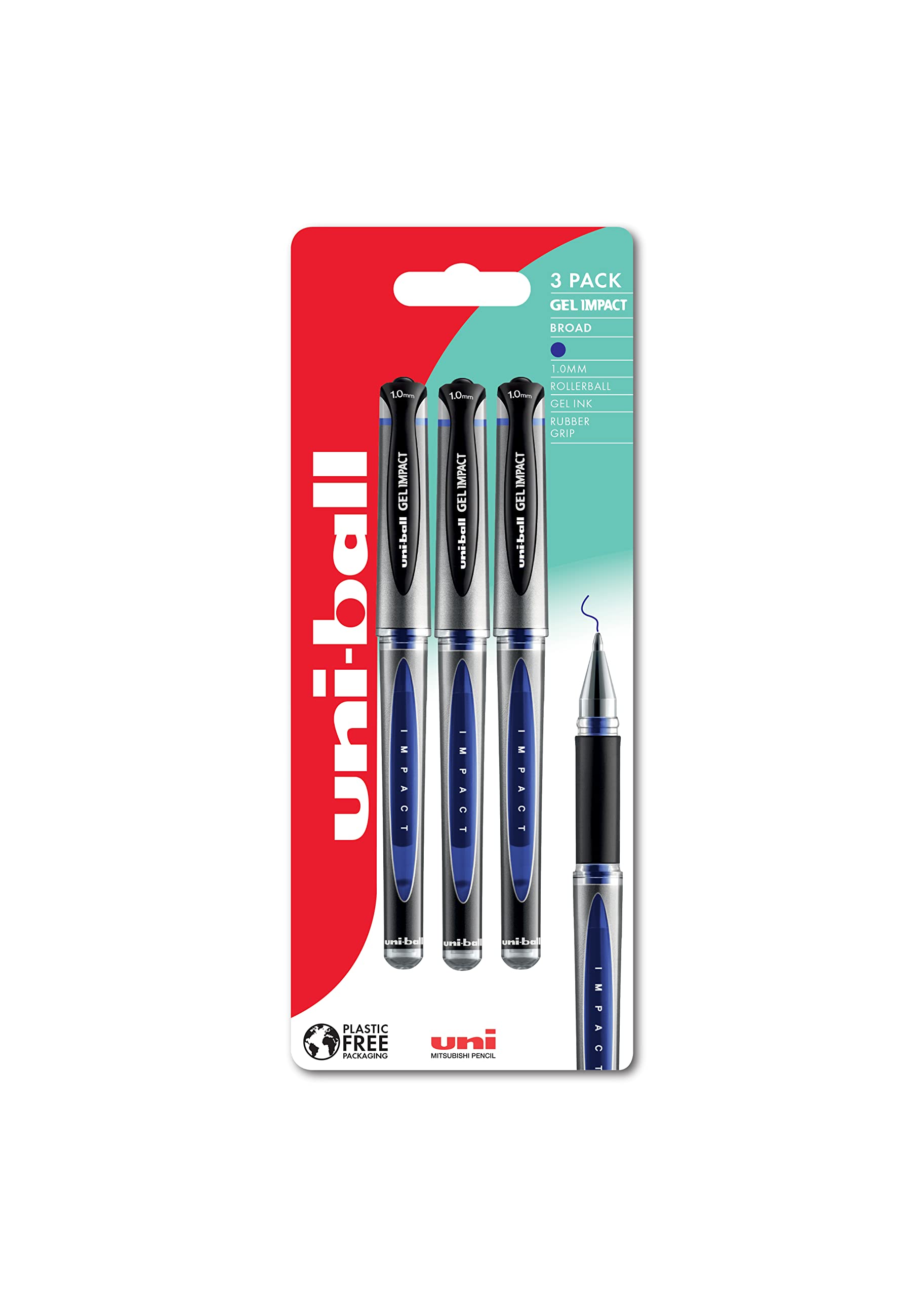 uni-ball UMN-153S Gel Impact Rollerball Pen - Broad 1.0mm Tip, Blue Ink | Pack of 3 1