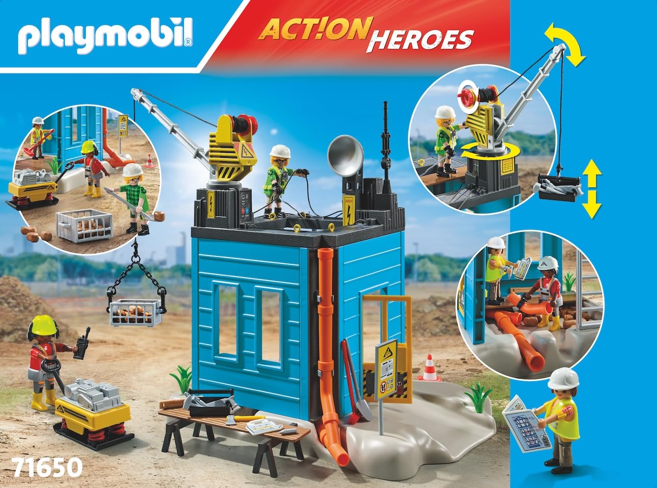 Playmobil 71650 Action Heroes: Construction Site Promo Pack - Building Playset for Kids 4+ 2