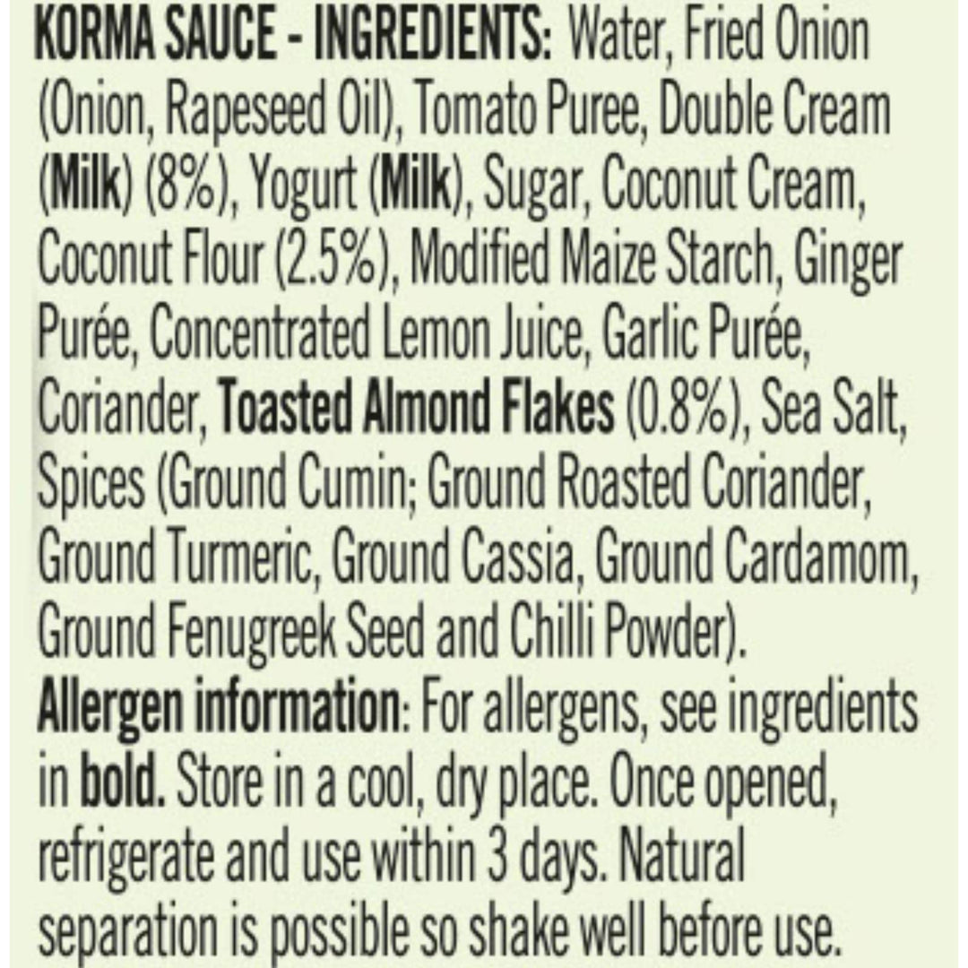 Loyd Grossman Indian Korma Sauce – Mild & Creamy Curry Sauce with Coconut, Almonds & Cream