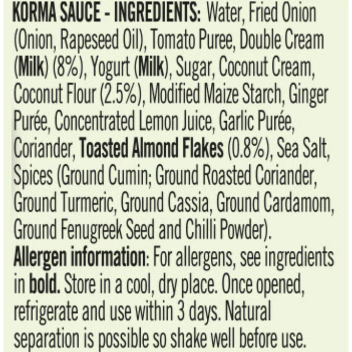 Loyd Grossman Indian Korma Sauce – Mild & Creamy Curry Sauce with Coconut, Almonds & Cream