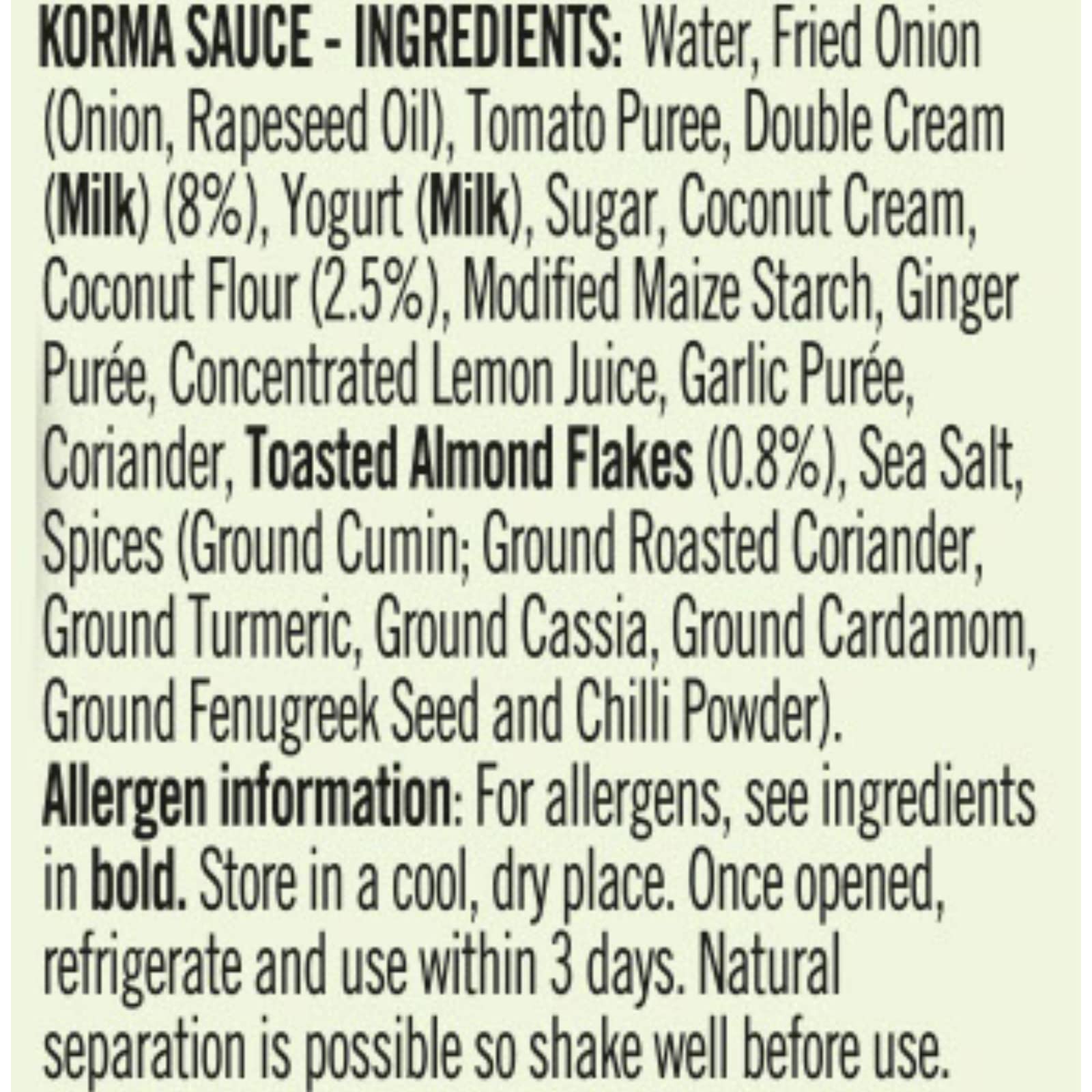 Loyd Grossman Indian Korma Sauce - Mild Creamy Blend with Coconut & Almonds | 350g Jar