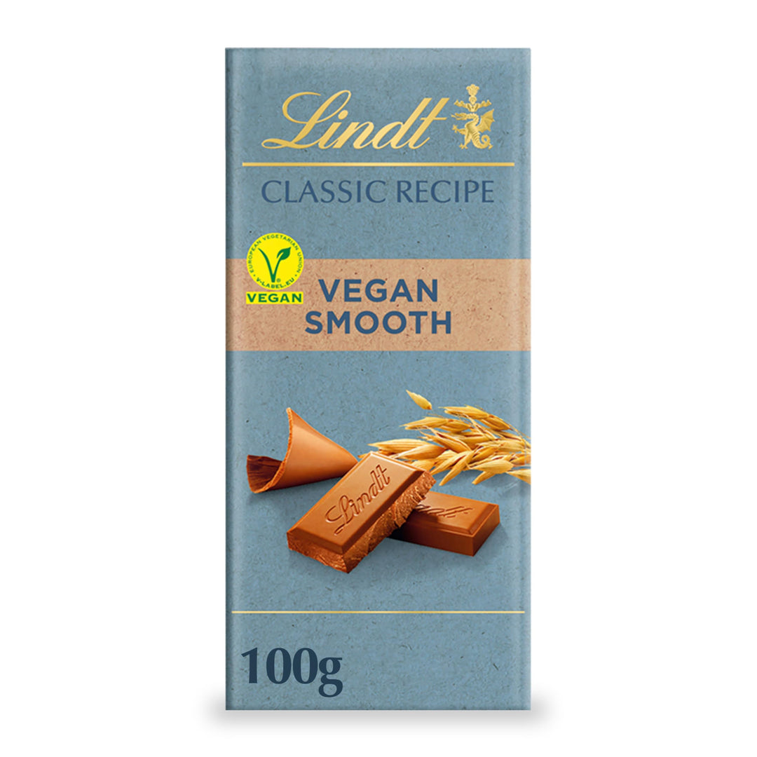 Lindt Classic Recipe Vegan Chocolate Bar, 100g - Creamy Oat Milk Chocolate with Almonds