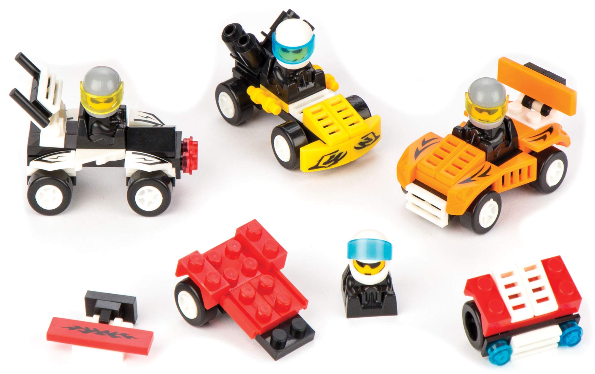 Baker Ross Build Your Own Brick Racer Kit Value Pack - Pack of 4 Novelty Building Sets 3