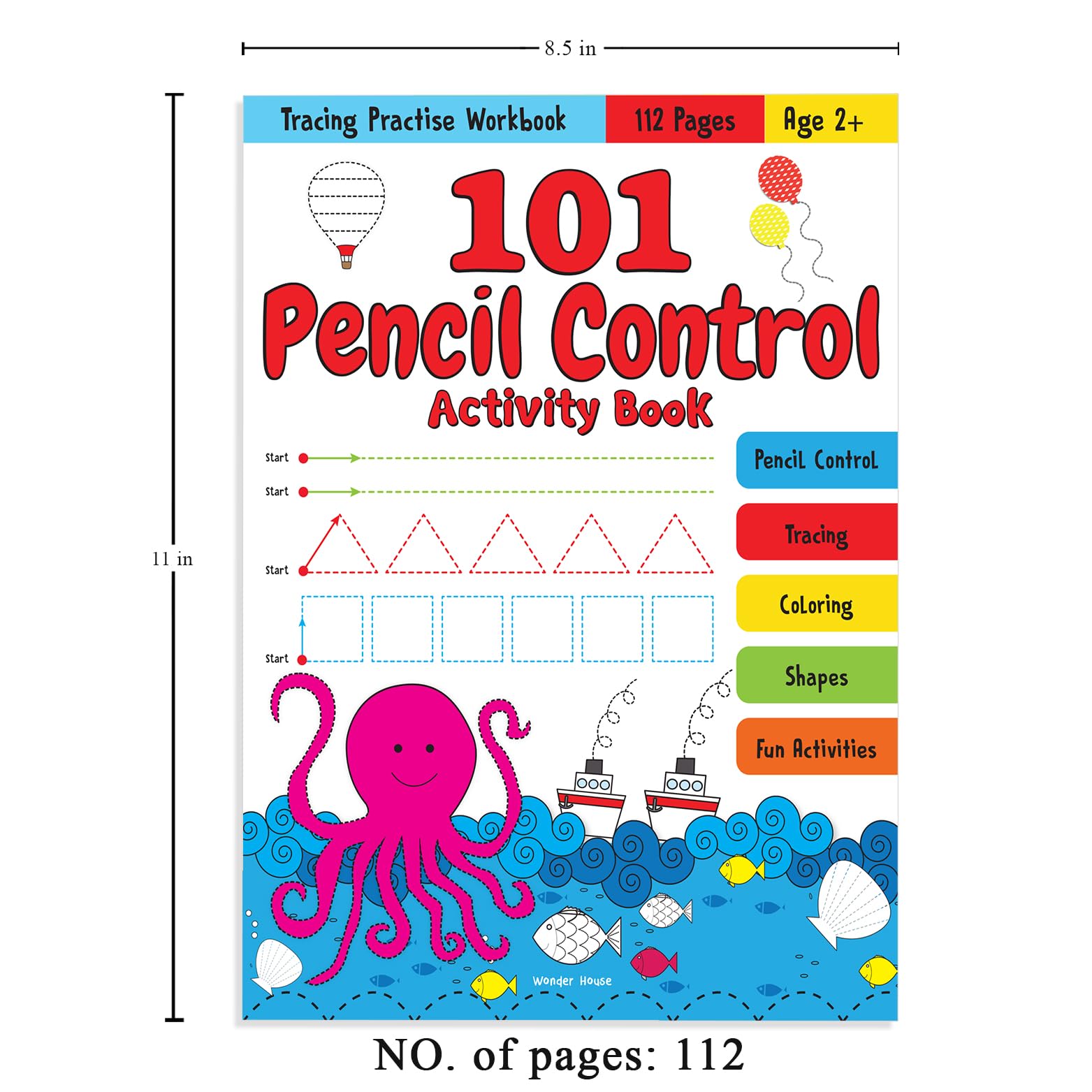 Wonder House 101 Pencil Control Activity Book - Tracing Practice for Ages 2+ 3