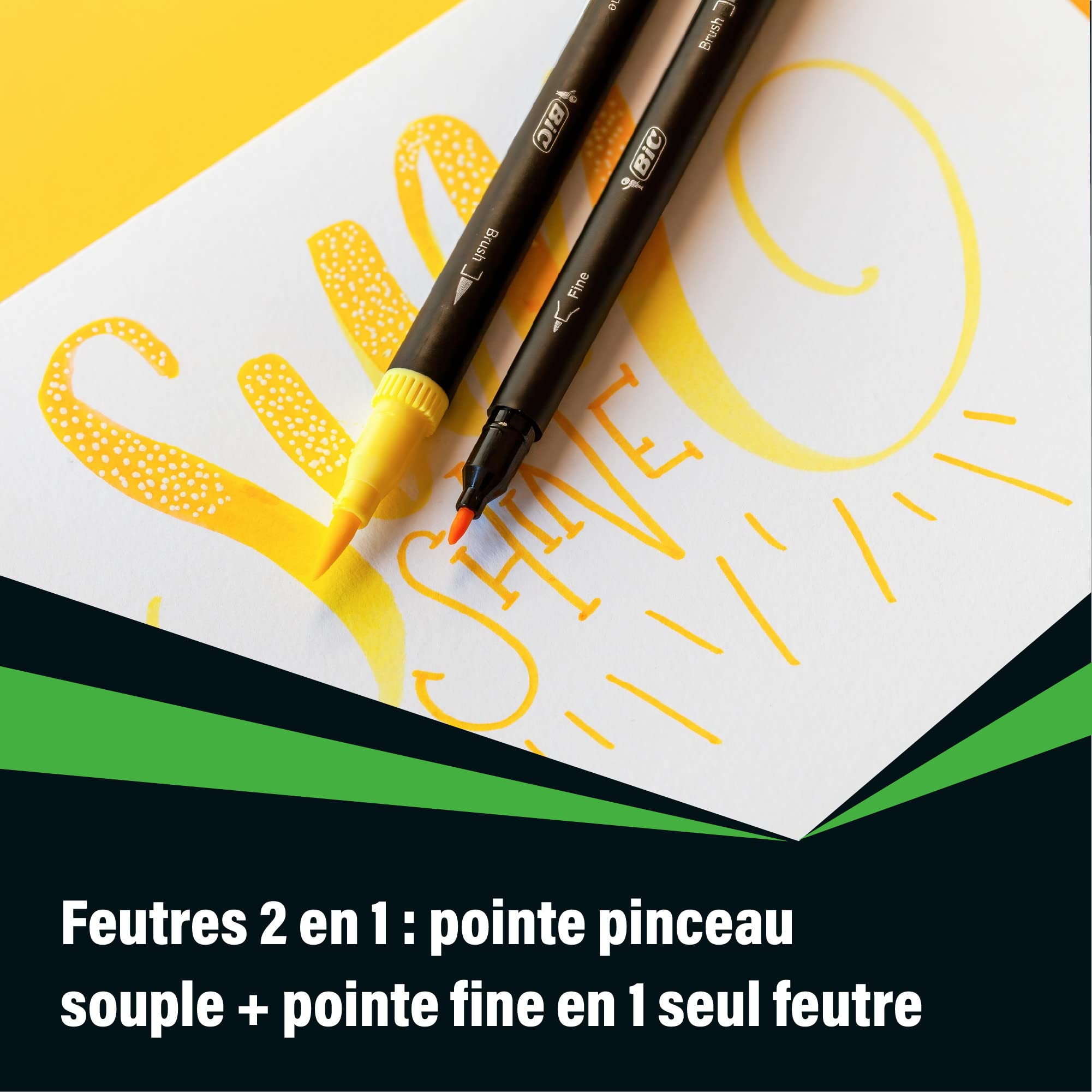 BIC Dual Tip Felt Tip Pens - Assorted Colors | Pack of 12 | Ideal for Calligraphy 4