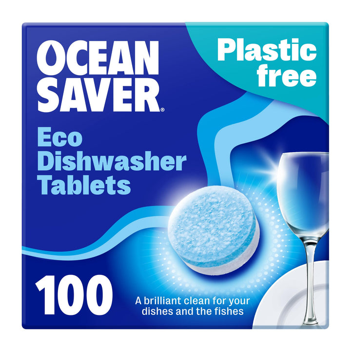 OceanSaver Eco-Friendly Dishwasher Tablets - 100 Pack | Plastic-Free, Non-Toxic Cleaning