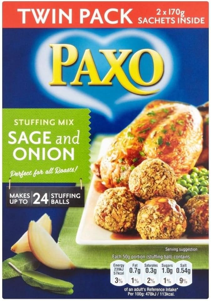 PAXO - Sage & Onion Stuffing Mix (340g) - Classic Flavour, Easy to Prepare, Perfect for Roasts