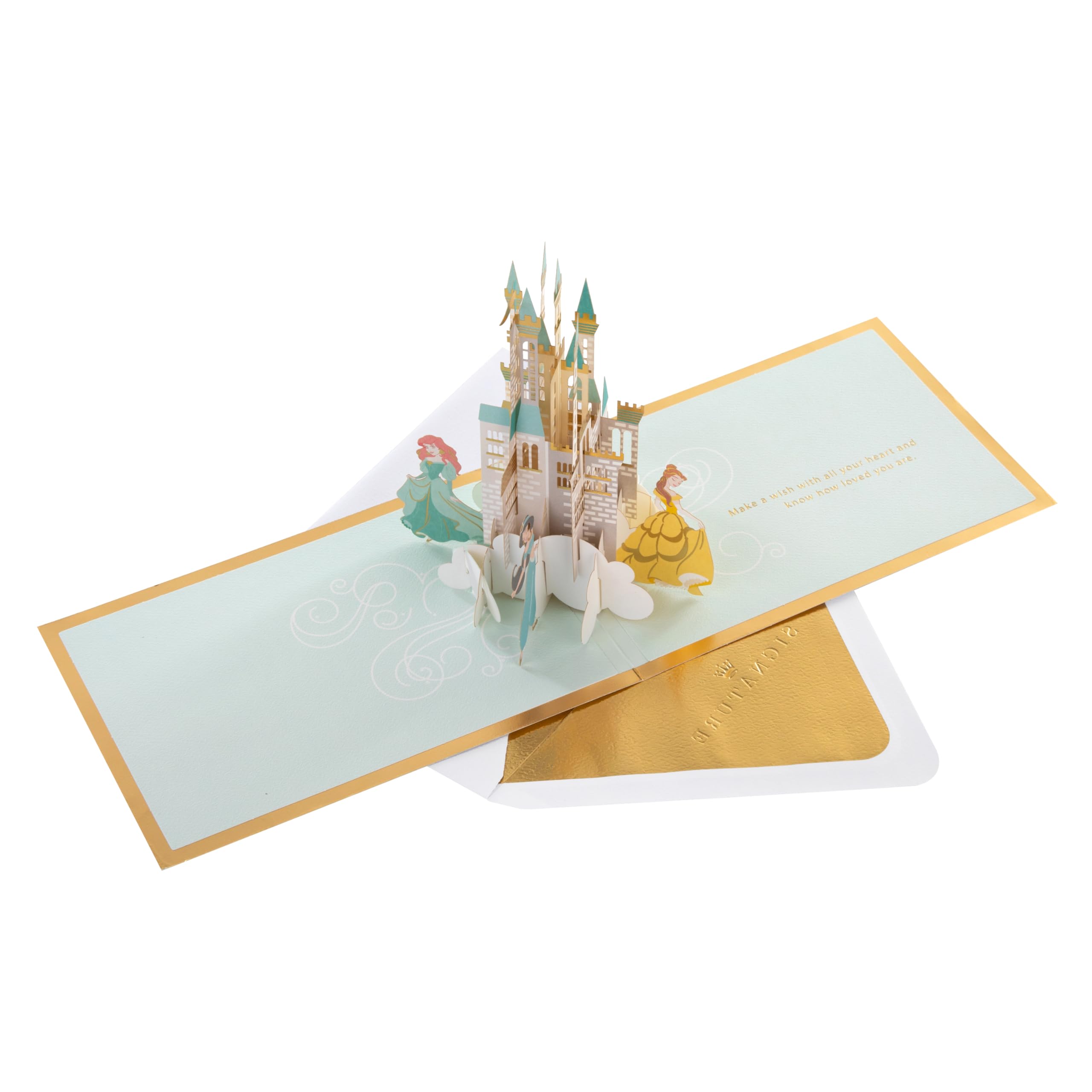 Hallmark Disney Princesses & Castle 3D Pop-Up Birthday Greeting Card with Gold Foil