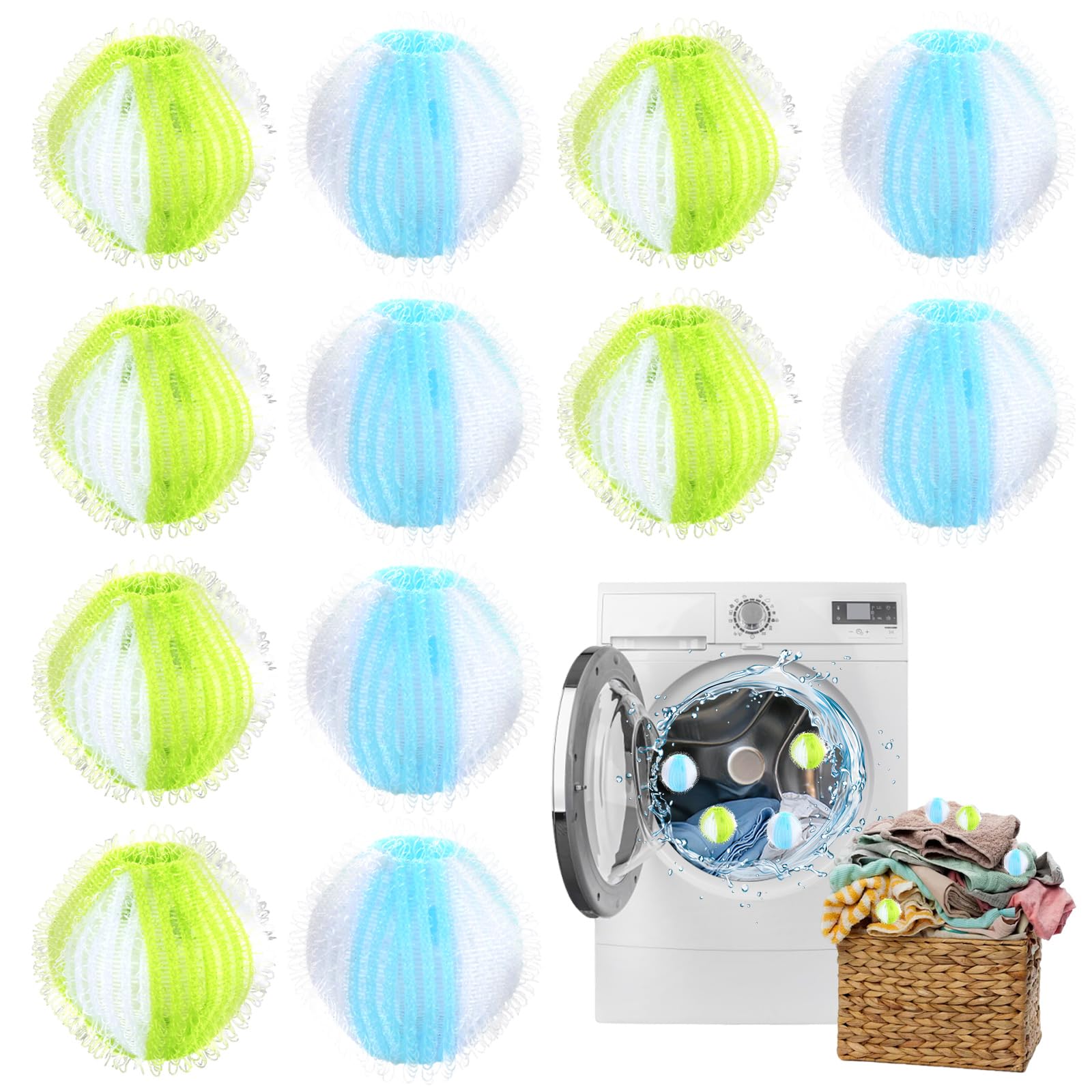 Lychico Laundry Anti-Tangle Dryer Balls - 12 Pack | Reusable Lint & Hair Remover 1
