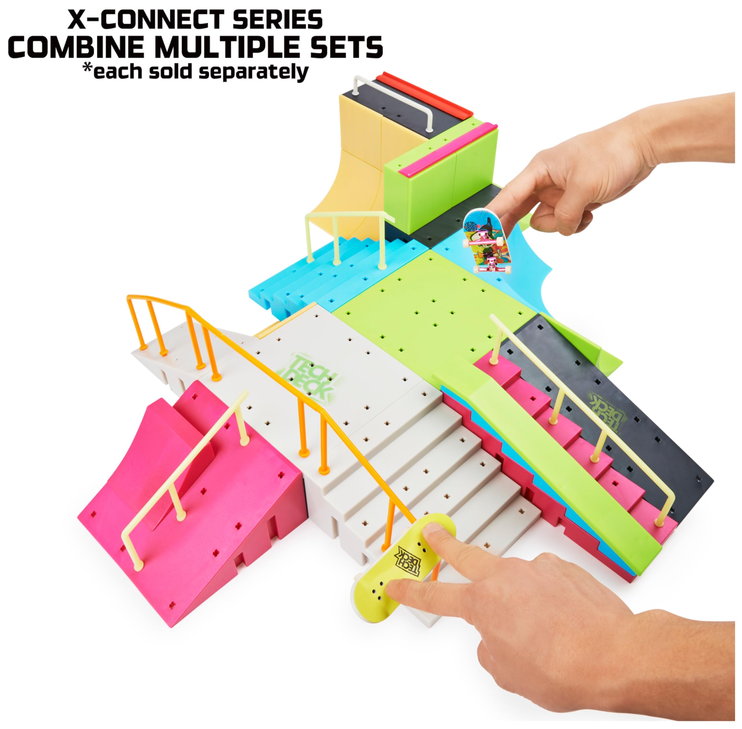 Tech Deck Neon Mega Park X-Connect Creator - Glow-in-the-Dark Customizable Skatepark Playset for Ages 6+ 11