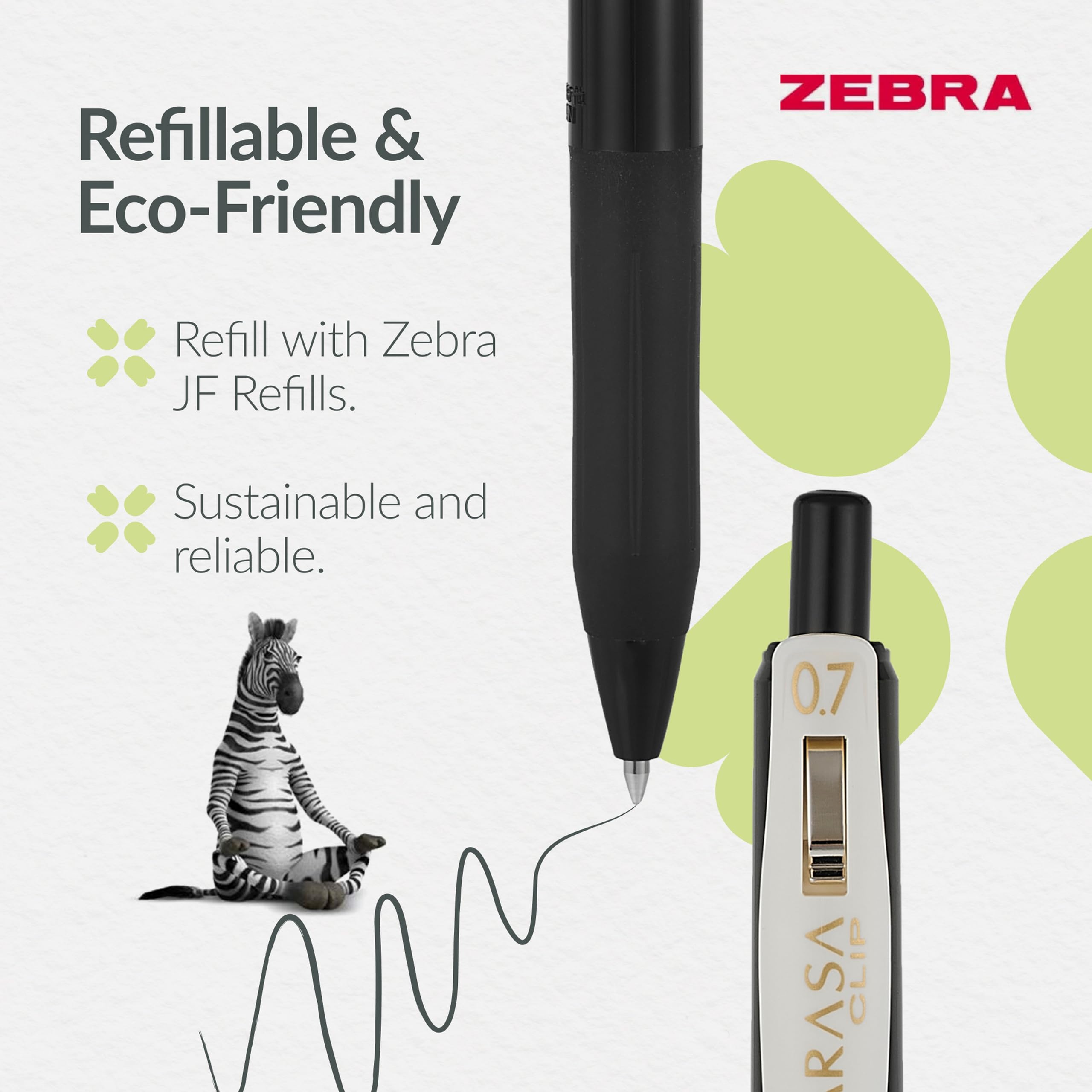 Zebra Pen SARASA CLIP Gel Pen - 0.7mm Medium Point, Vintage Black Ink, Retractable, 2 Pack 5