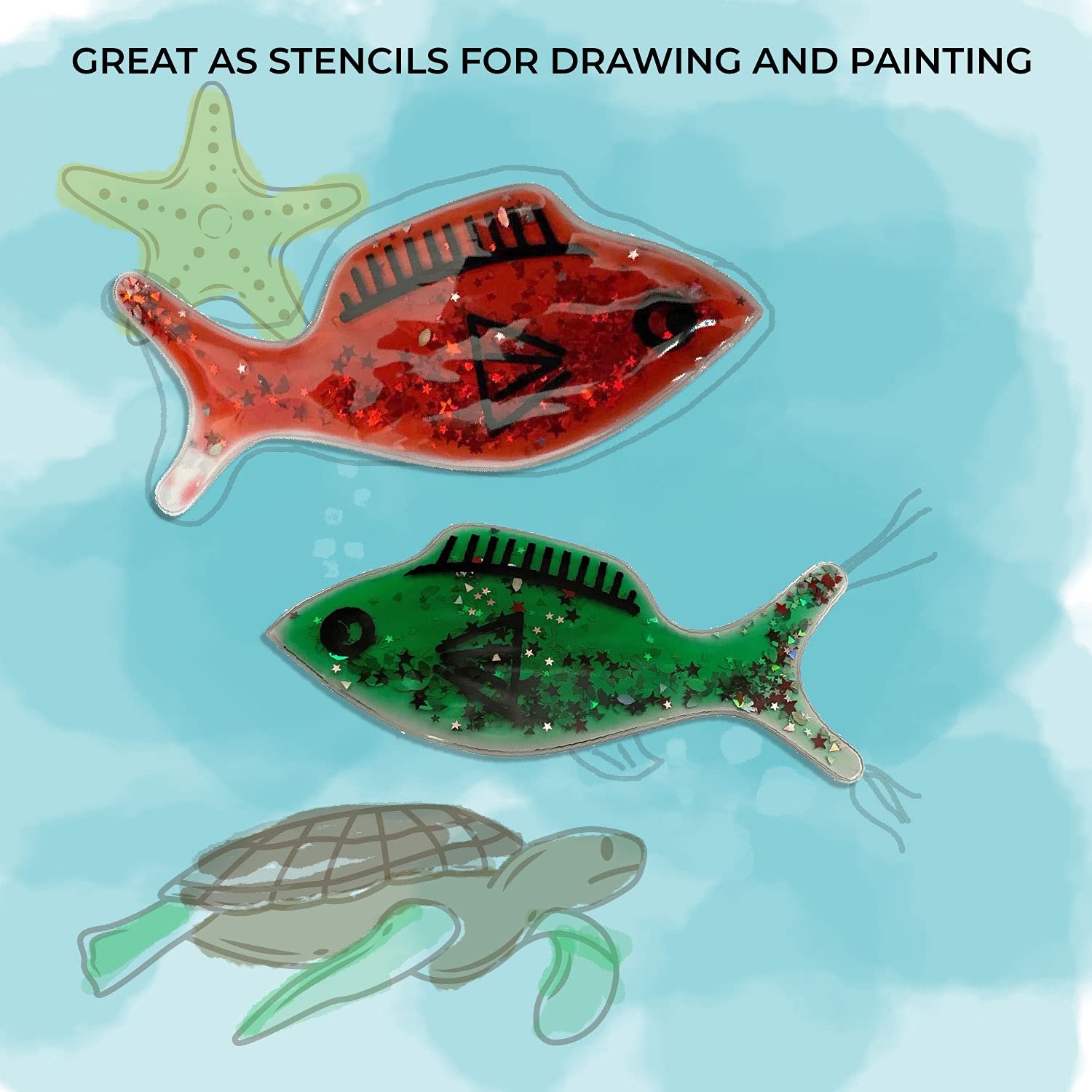 Gel Squidgy Sparkle Sensory Fish Fidget Toys - 4 Pack for Tactile Play 2