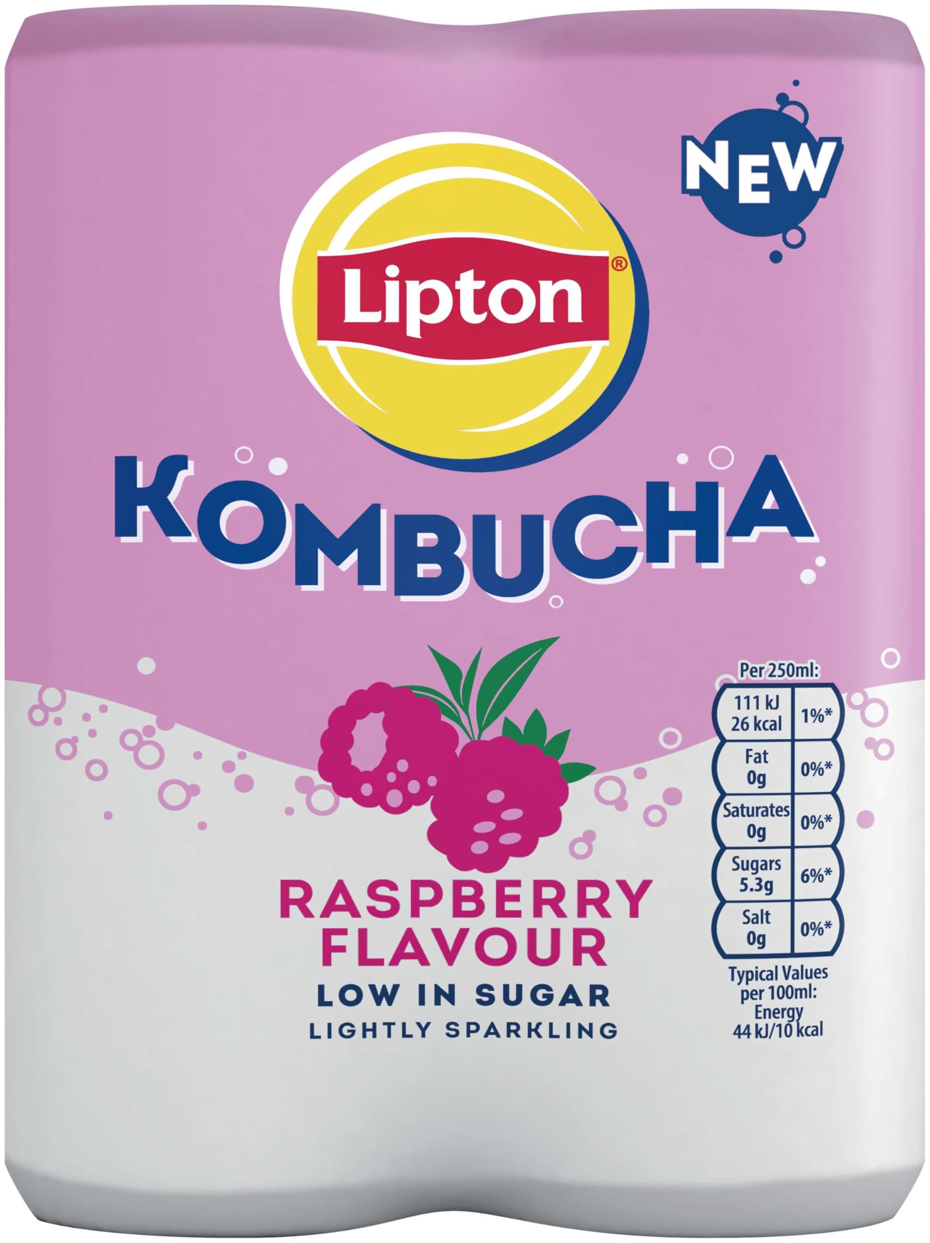 Lipton Raspberry Kombucha - 250ml (Pack of 4) | Live Cultures | Low Sugar 3