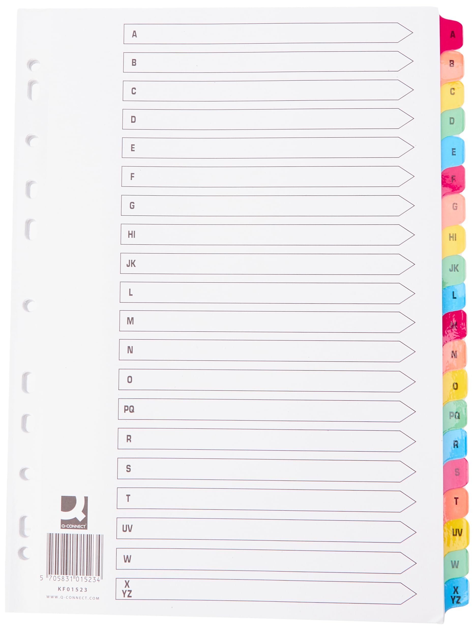 Q-Connect KF01523 Index A4 Dividers - 20 Part A-Z | Multi-Punched & Reinforced Tabs 1