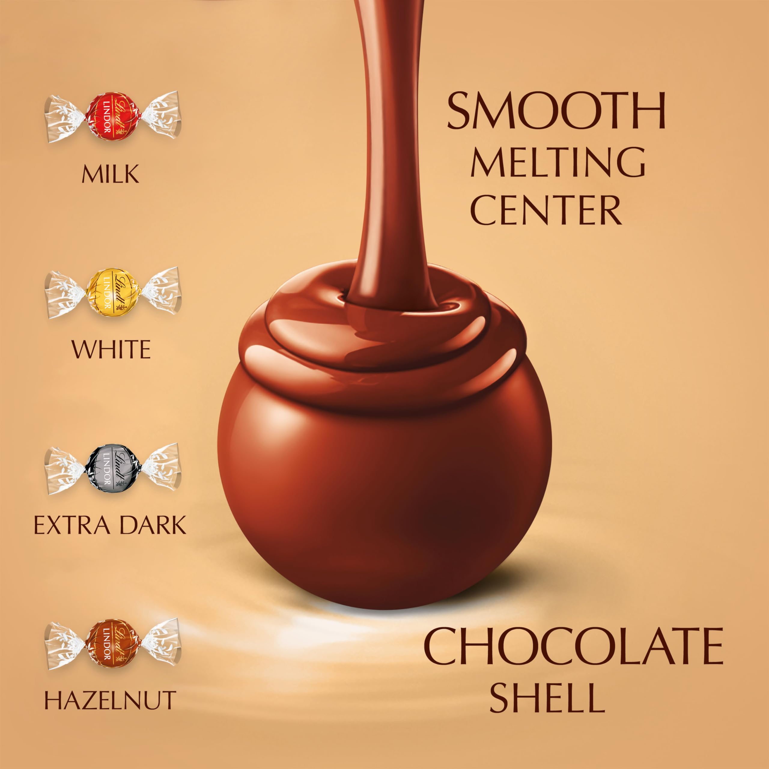 Lindt Lindor Assorted Chocolate Truffles - Smooth Melting Milk, White, Dark & Hazelnut | 600g Box