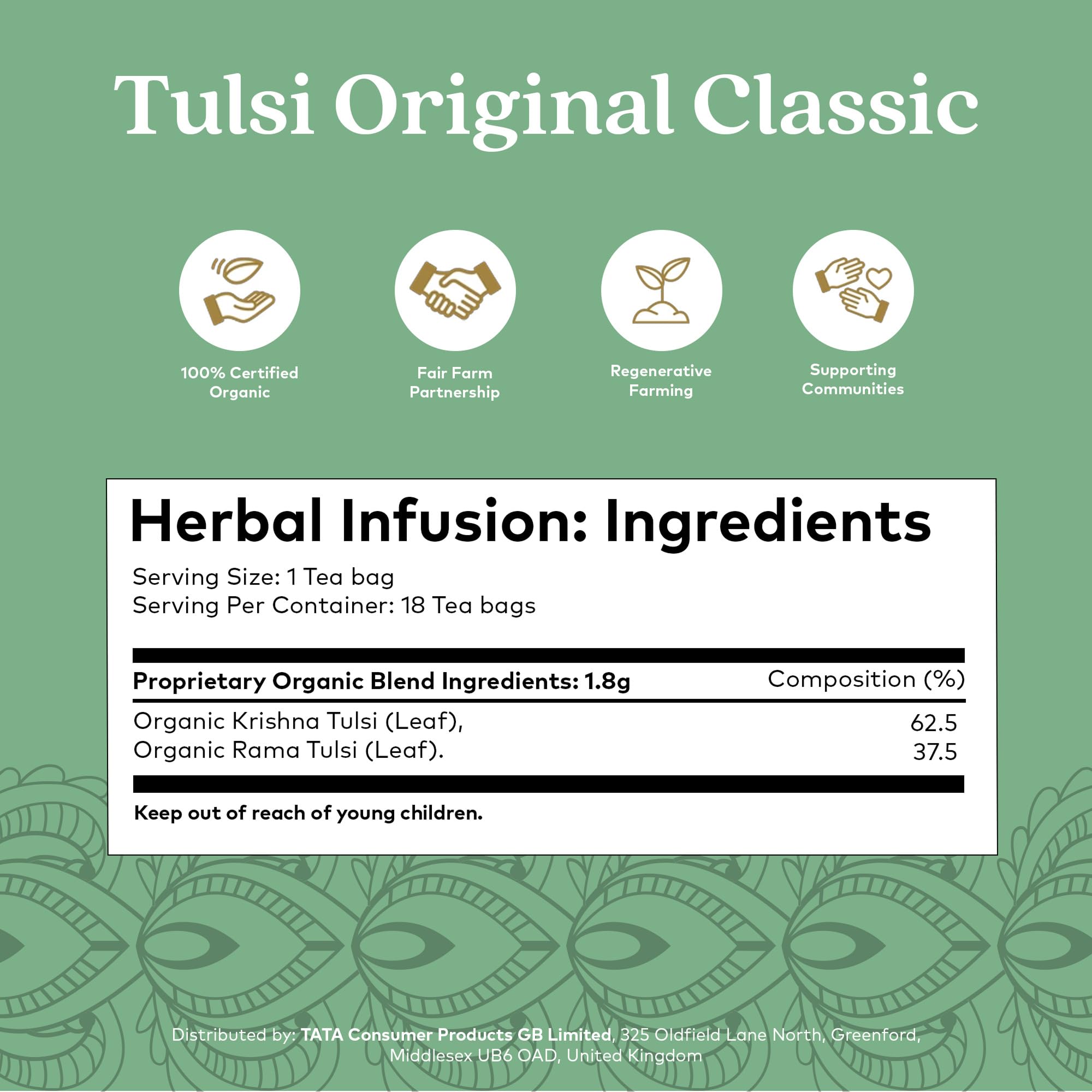 ORGANIC INDIA Tulsi Original Blend Herbal Tea - Caffeine-Free, Organic, 25 Count Teabags 4