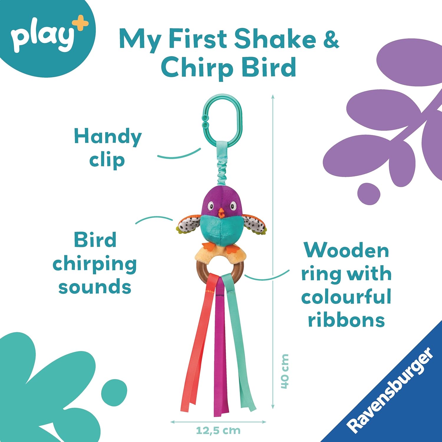 Ravensburger Play+ Cuddle & Play Bird - Soft Plush Sensory Toy for Newborns 0 Months+ 2