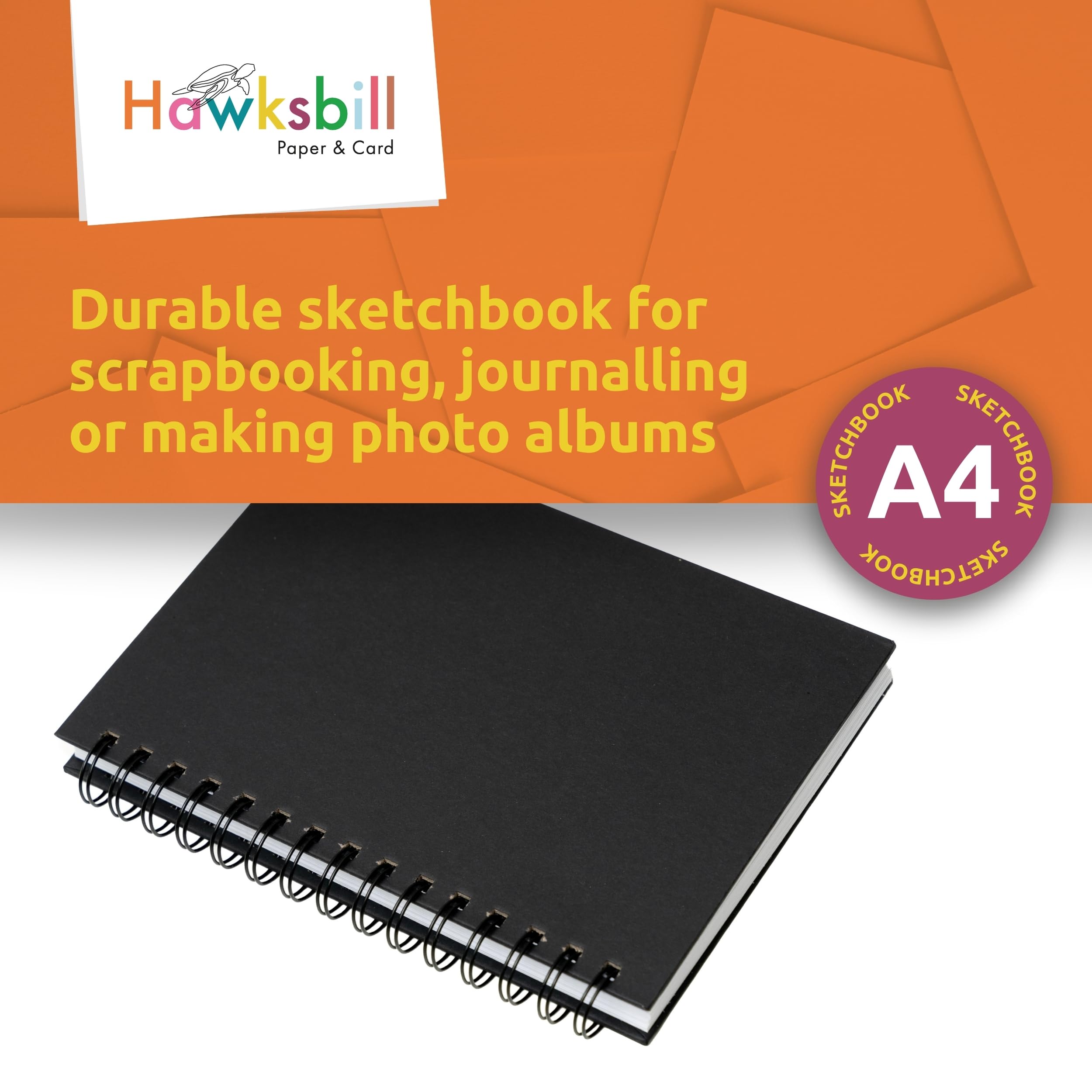 Hawksbill - A3 Black Sketchbook Hardcover Spiral 40 Sheets 150GSM Acid-Free Paper 7