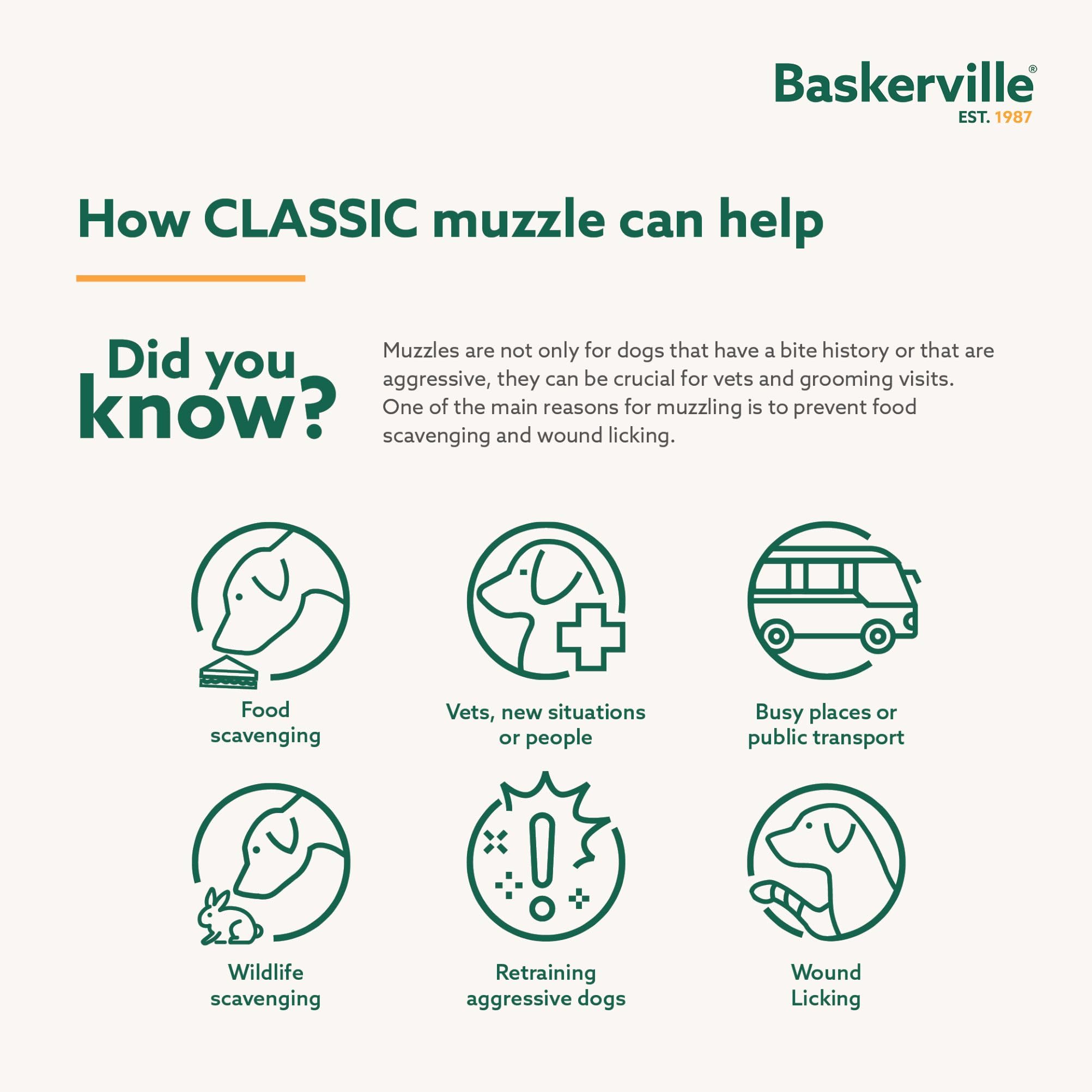 Baskerville Classic Basket Muzzle - Size 2, Brown, Prevents Biting & Scavenging | TPE 3