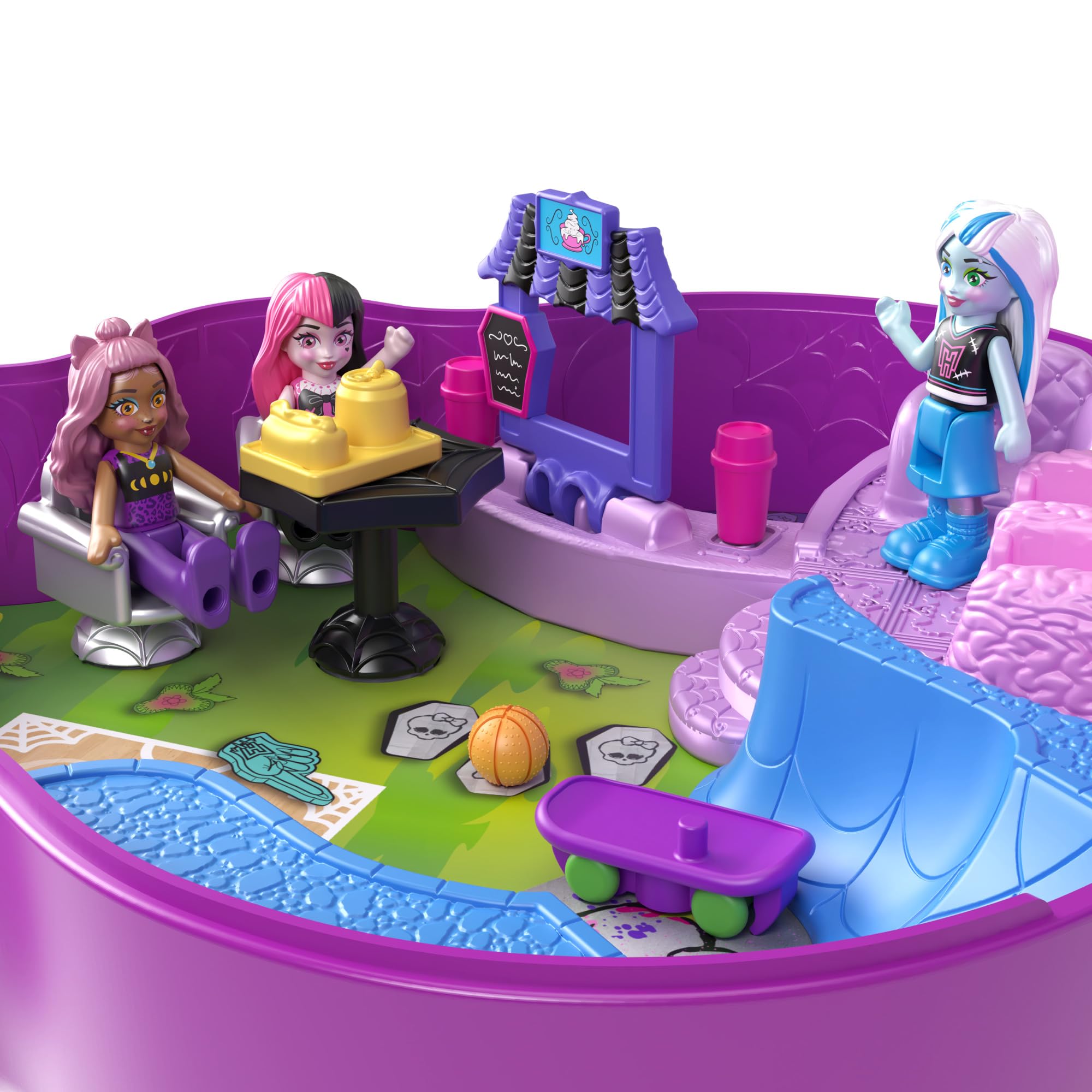 Polly Pocket Monster High Playset with 3 Micro Dolls & 10 Accessories | Ages 4+ 3