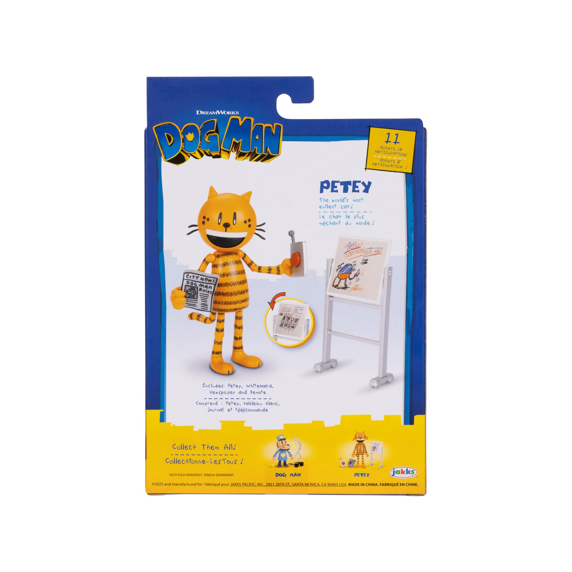 Dog Man Movie Petey 12.7cm Articulated Action Figure, Collect all the Movie Action Figures and Plush Toys by JAKKS Pacific, Based on The Dog Man Book and Dog Man Film 2