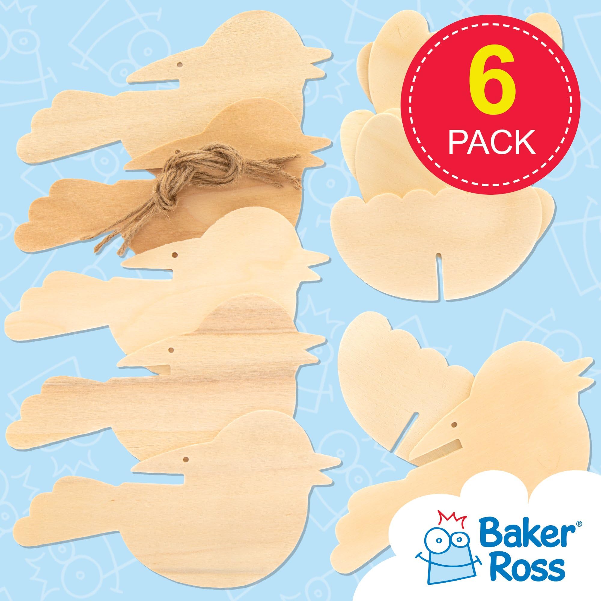 Baker Ross 3D Wooden Birds Craft Kit - Pack of 6 | Paint Your Own | Ages 3+ 2