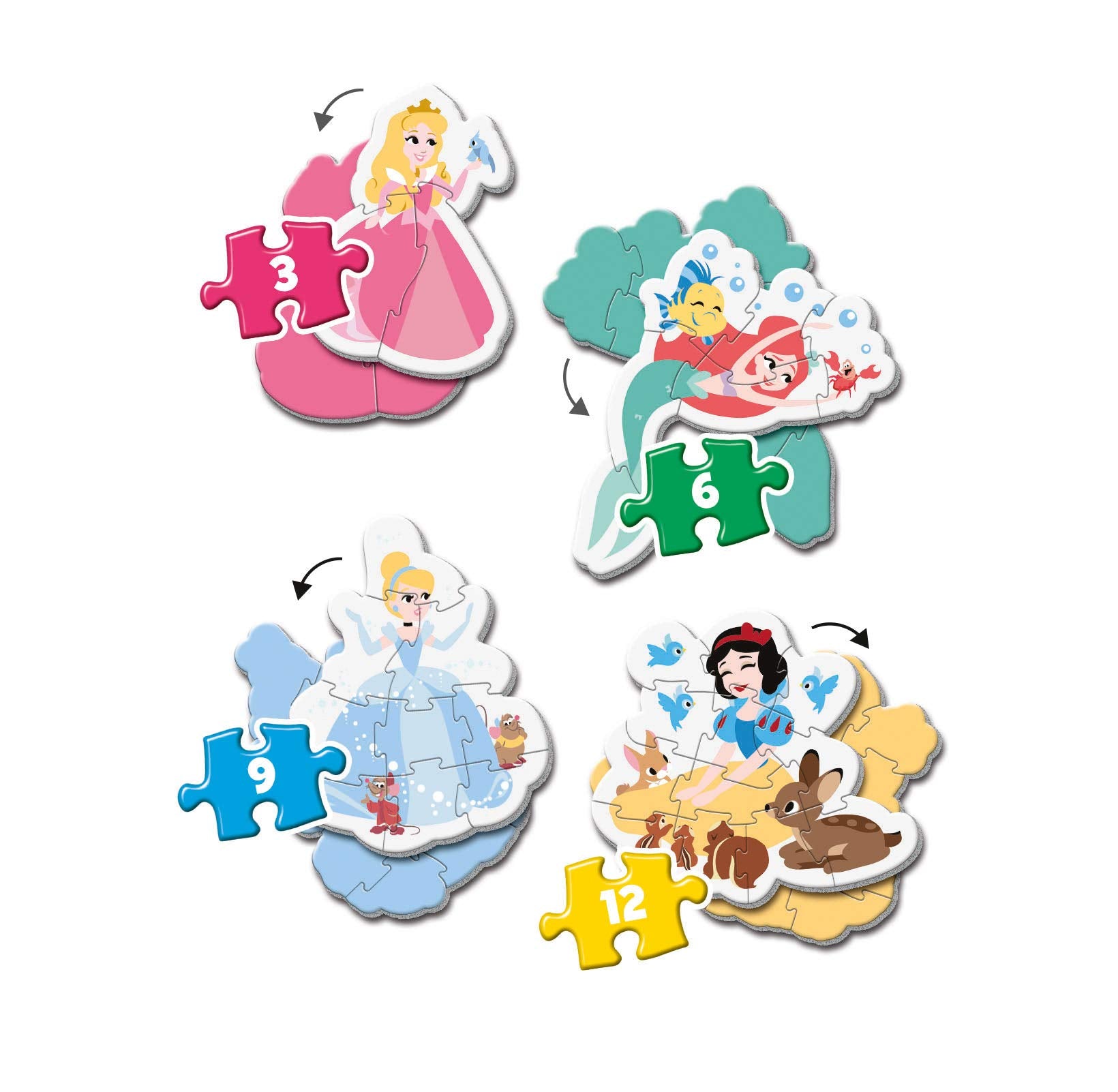 Clementoni Disney Princess My First Puzzle - 3, 6, 9, 12 Pieces | Ages 2+ 4